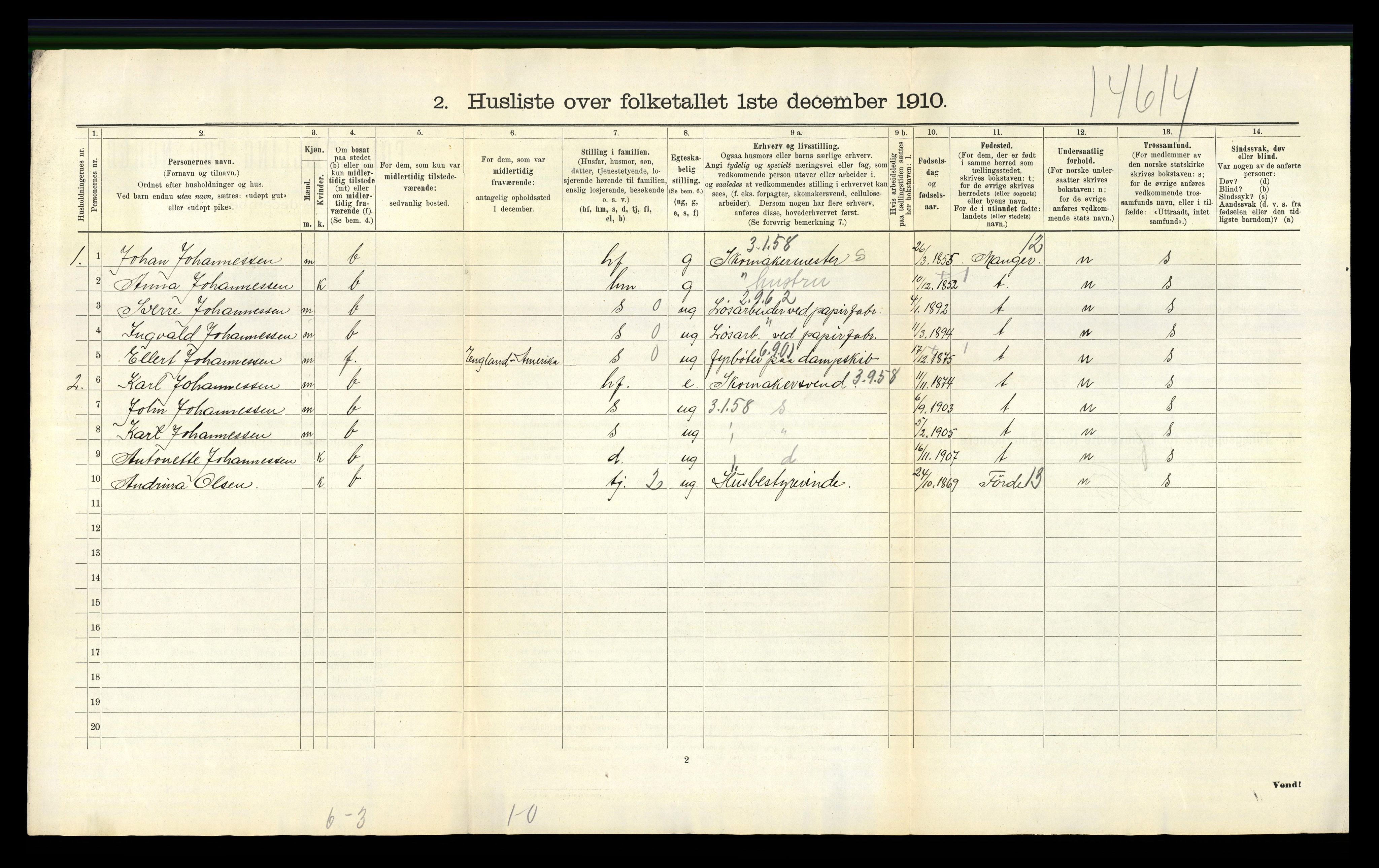 RA, 1910 census for Askøy, 1910, p. 1327