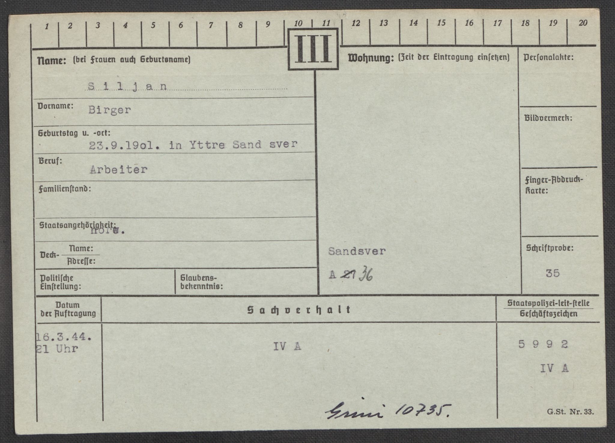 Befehlshaber der Sicherheitspolizei und des SD, AV/RA-RAFA-5969/E/Ea/Eaa/L0009: Register over norske fanger i Møllergata 19: Ru-Sy, 1940-1945, p. 640