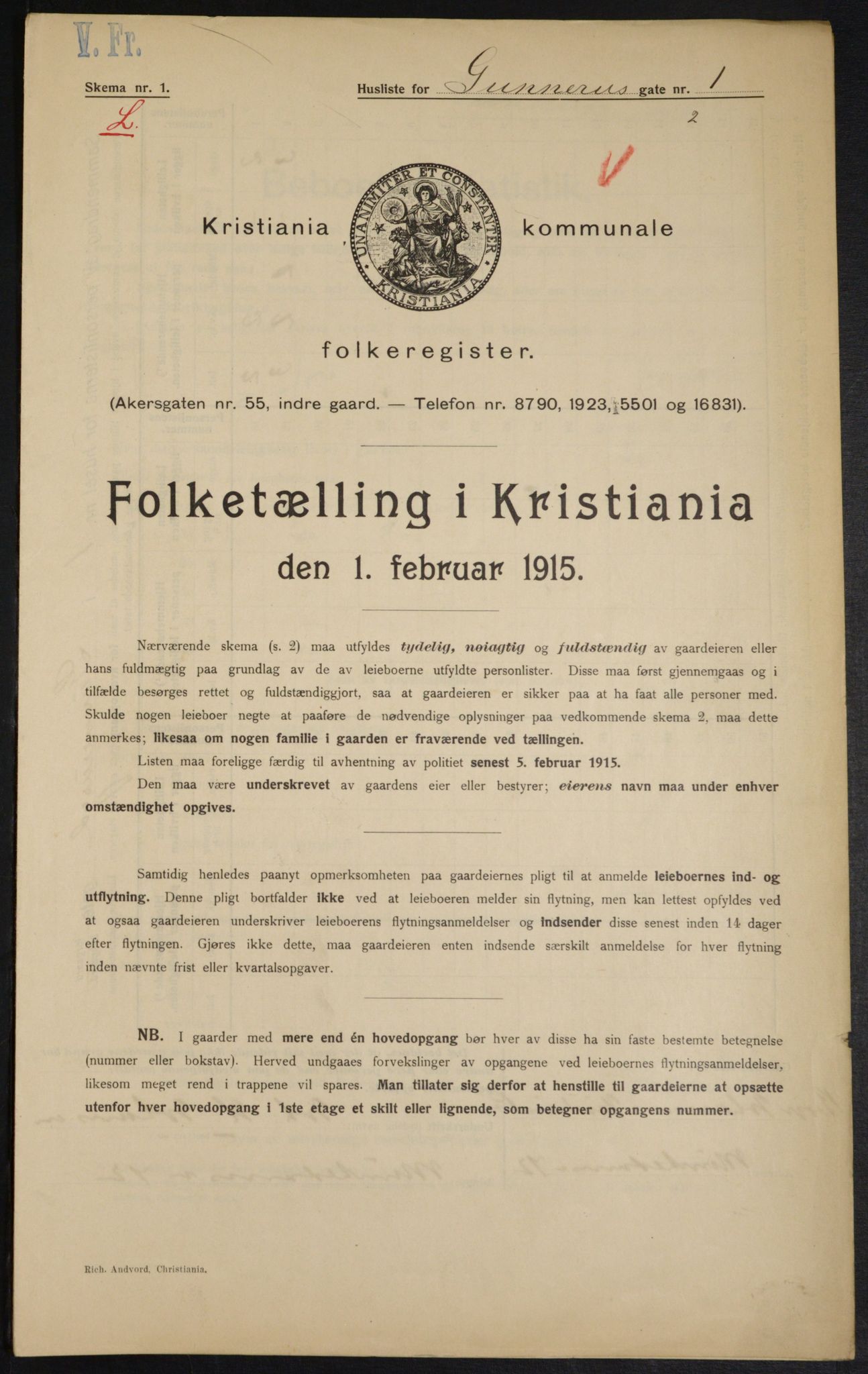 OBA, Municipal Census 1915 for Kristiania, 1915, p. 5214