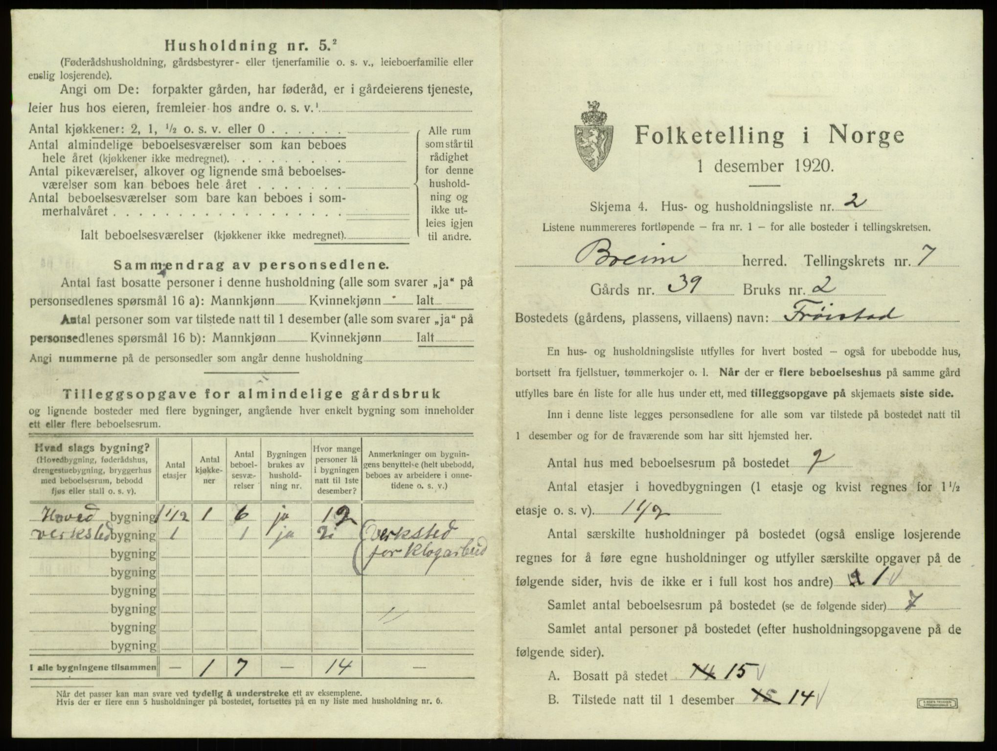 SAB, 1920 census for Breim, 1920, p. 519