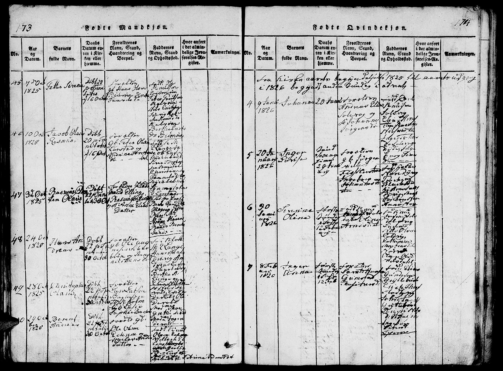 Ministerialprotokoller, klokkerbøker og fødselsregistre - Møre og Romsdal, AV/SAT-A-1454/528/L0423: Parish register (copy) no. 528C04, 1816-1827, p. 173-174