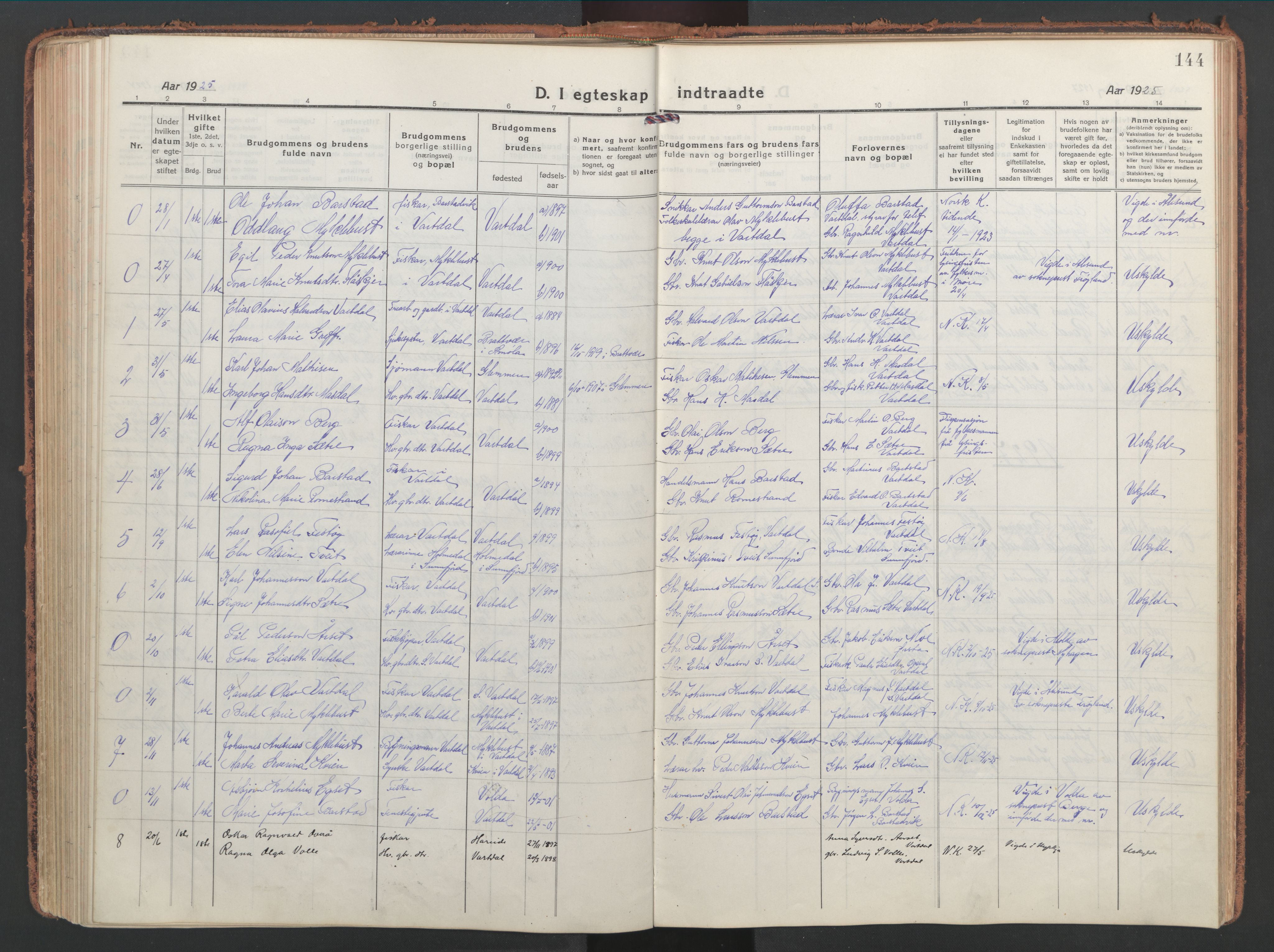 Ministerialprotokoller, klokkerbøker og fødselsregistre - Møre og Romsdal, AV/SAT-A-1454/514/L0202: Parish register (copy) no. 514C02, 1916-1944, p. 144