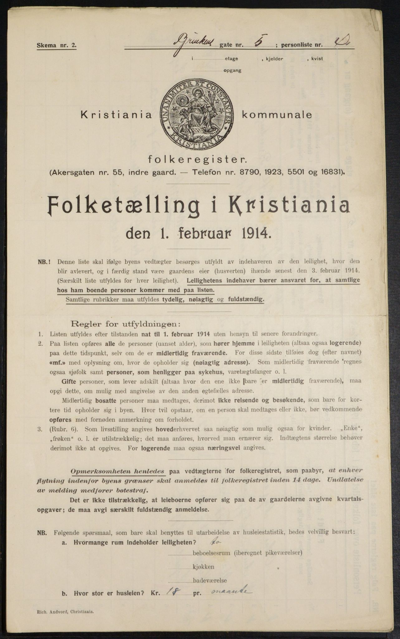 OBA, Municipal Census 1914 for Kristiania, 1914, p. 8808