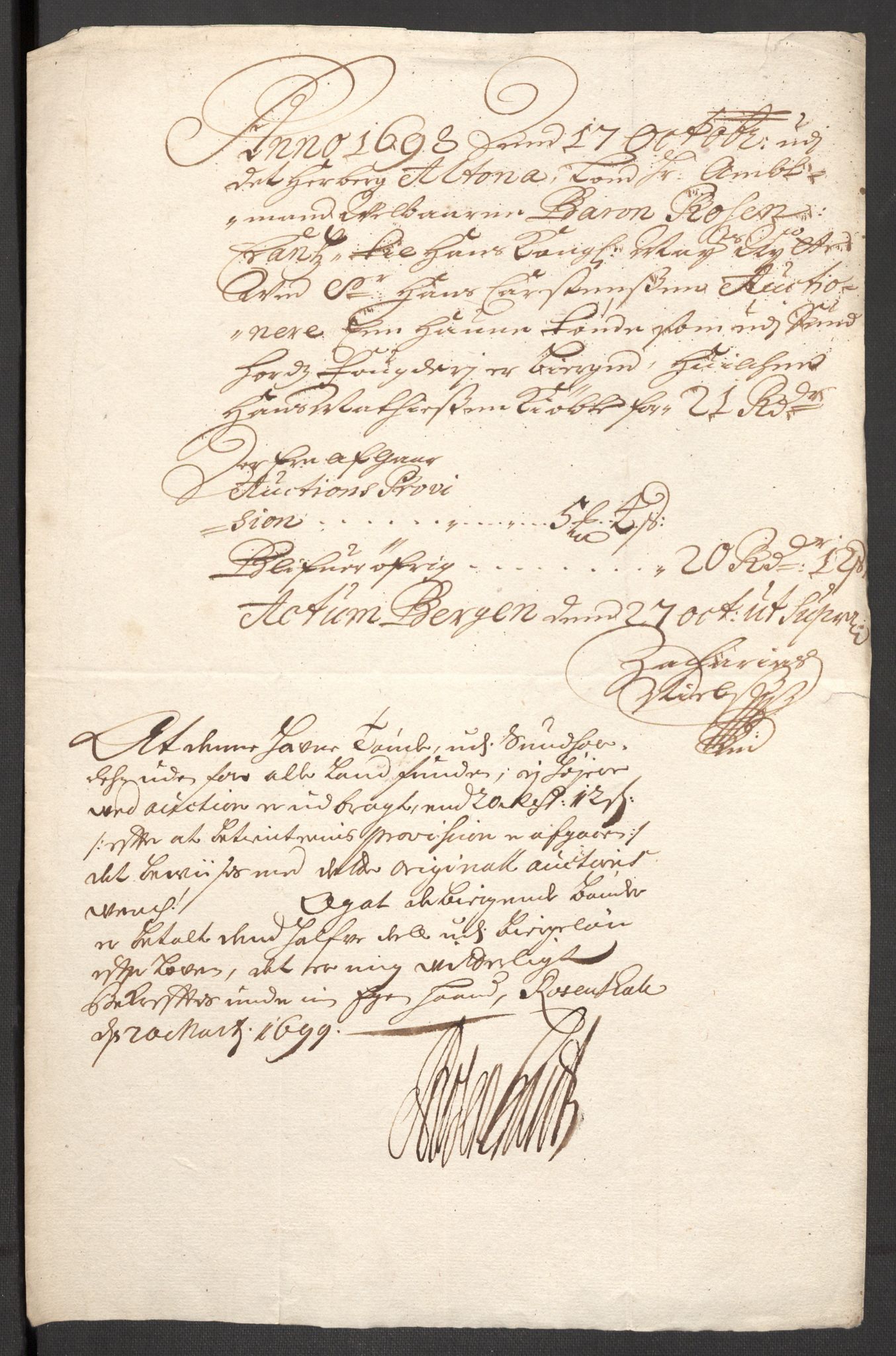 Rentekammeret inntil 1814, Reviderte regnskaper, Fogderegnskap, AV/RA-EA-4092/R48/L2977: Fogderegnskap Sunnhordland og Hardanger, 1697-1698, p. 345