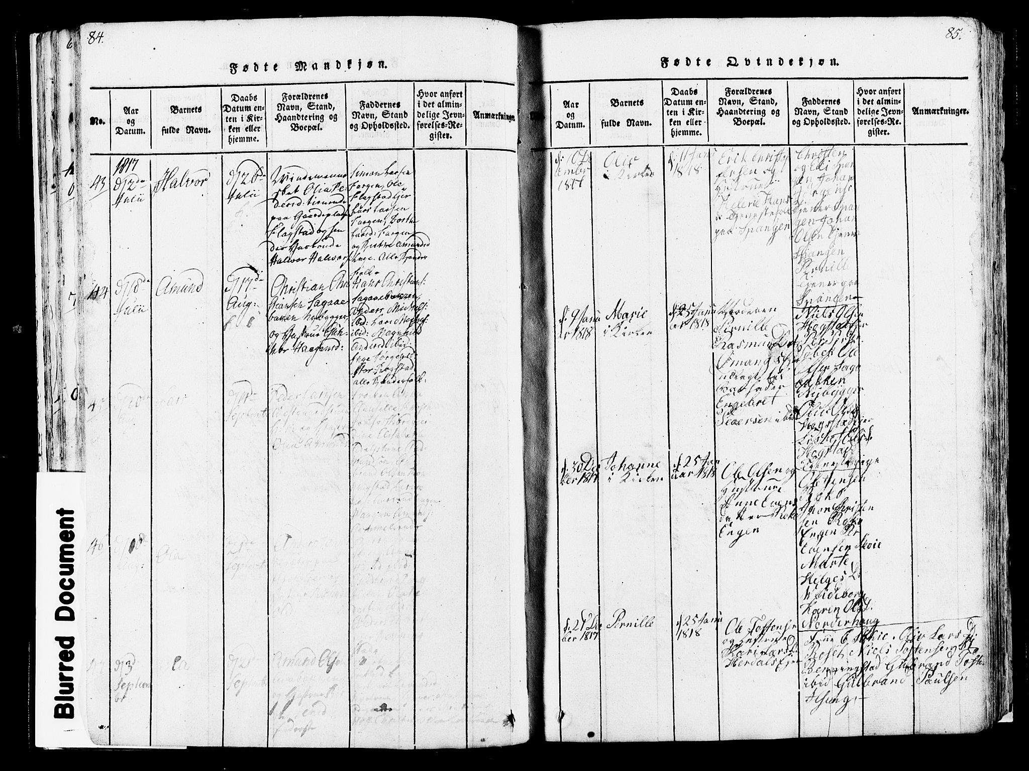 Løten prestekontor, SAH/PREST-022/K/Ka/L0005: Parish register (official) no. 5, 1814-1832, p. 84-85