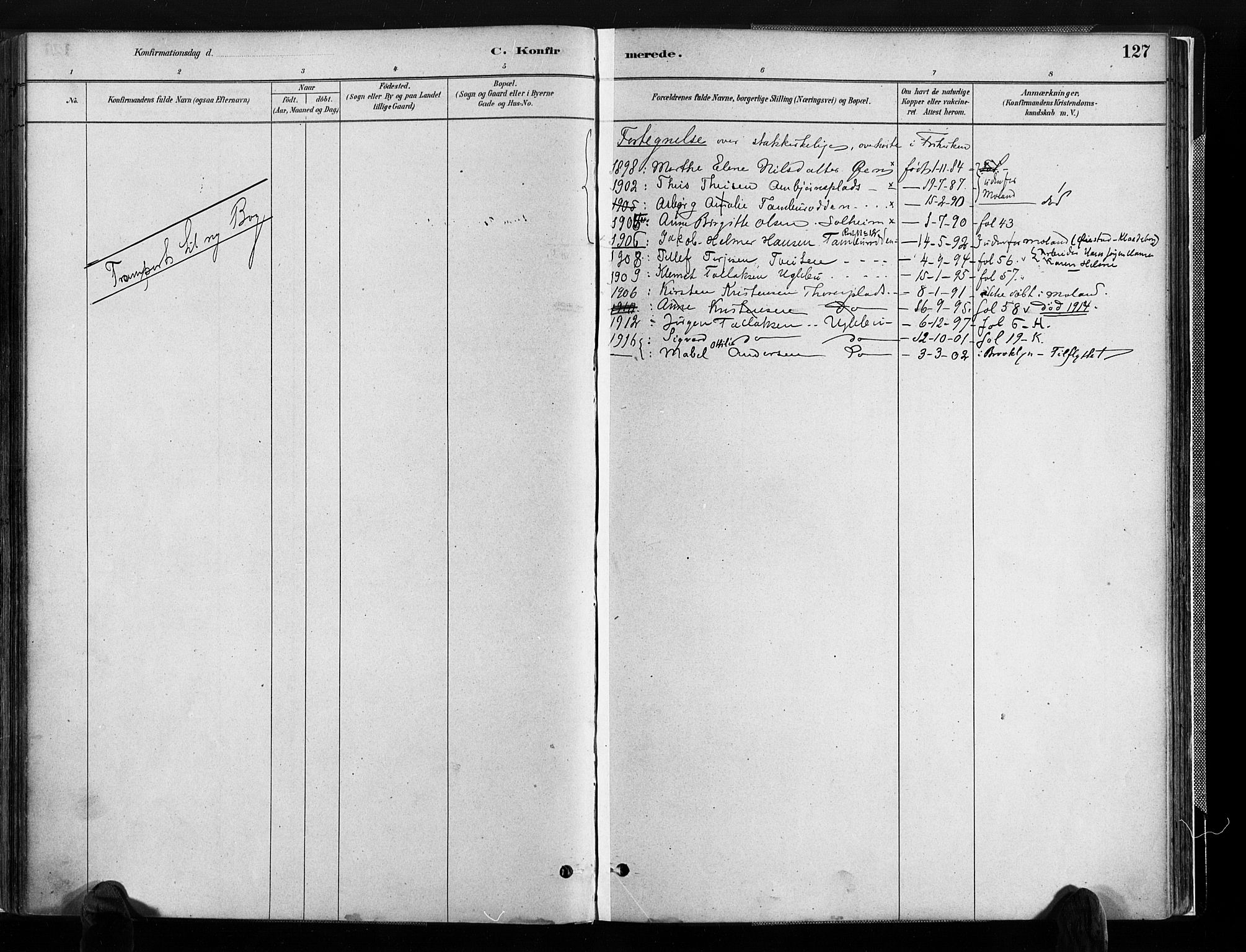 Austre Moland sokneprestkontor, SAK/1111-0001/F/Fa/Faa/L0010: Parish register (official) no. A 10, 1880-1904, p. 127