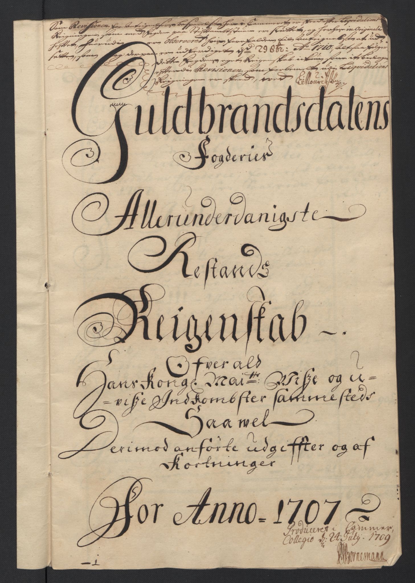 Rentekammeret inntil 1814, Reviderte regnskaper, Fogderegnskap, AV/RA-EA-4092/R17/L1178: Fogderegnskap Gudbrandsdal, 1705-1707, p. 297