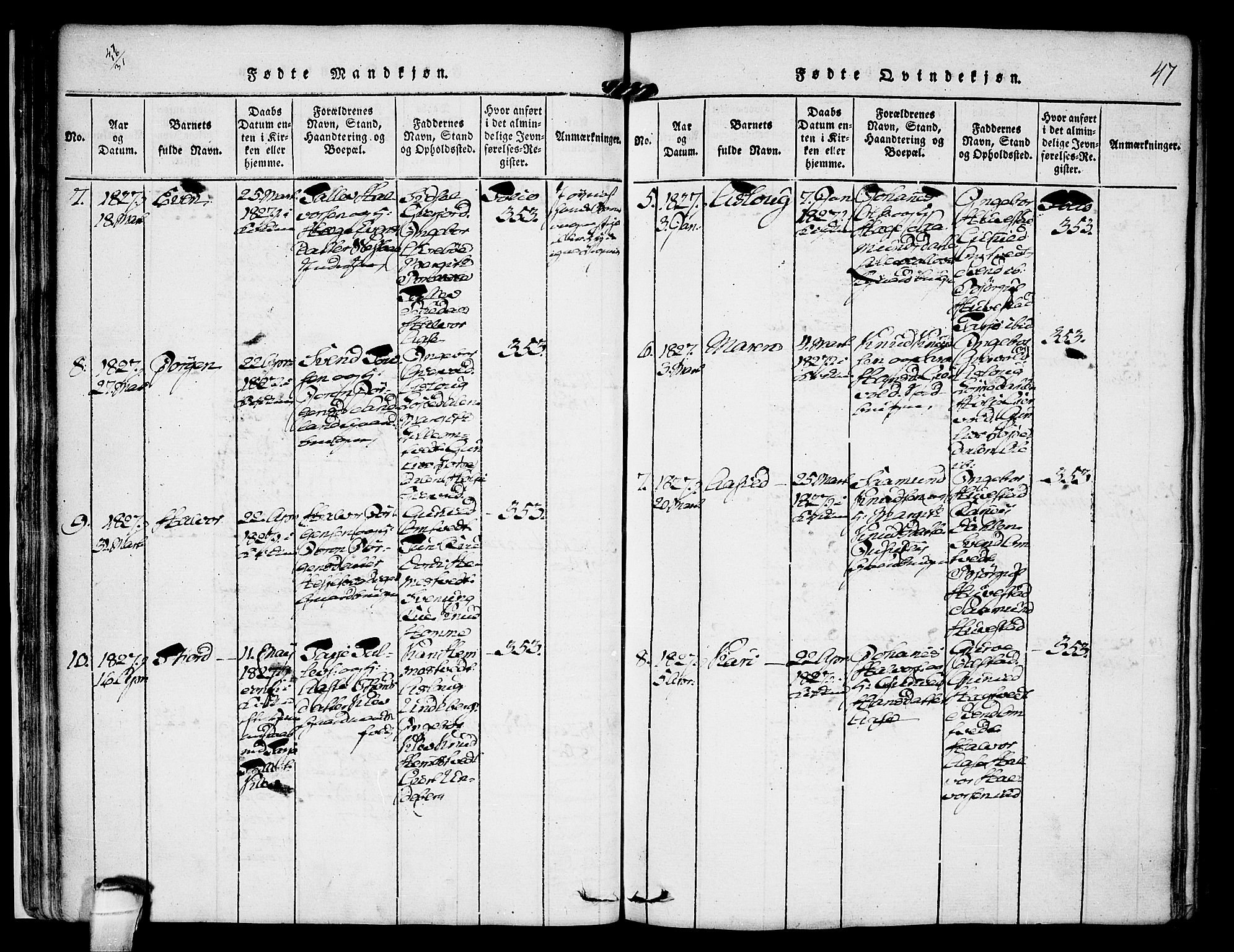 Kviteseid kirkebøker, SAKO/A-276/F/Fb/L0001: Parish register (official) no. II 1, 1815-1836, p. 47