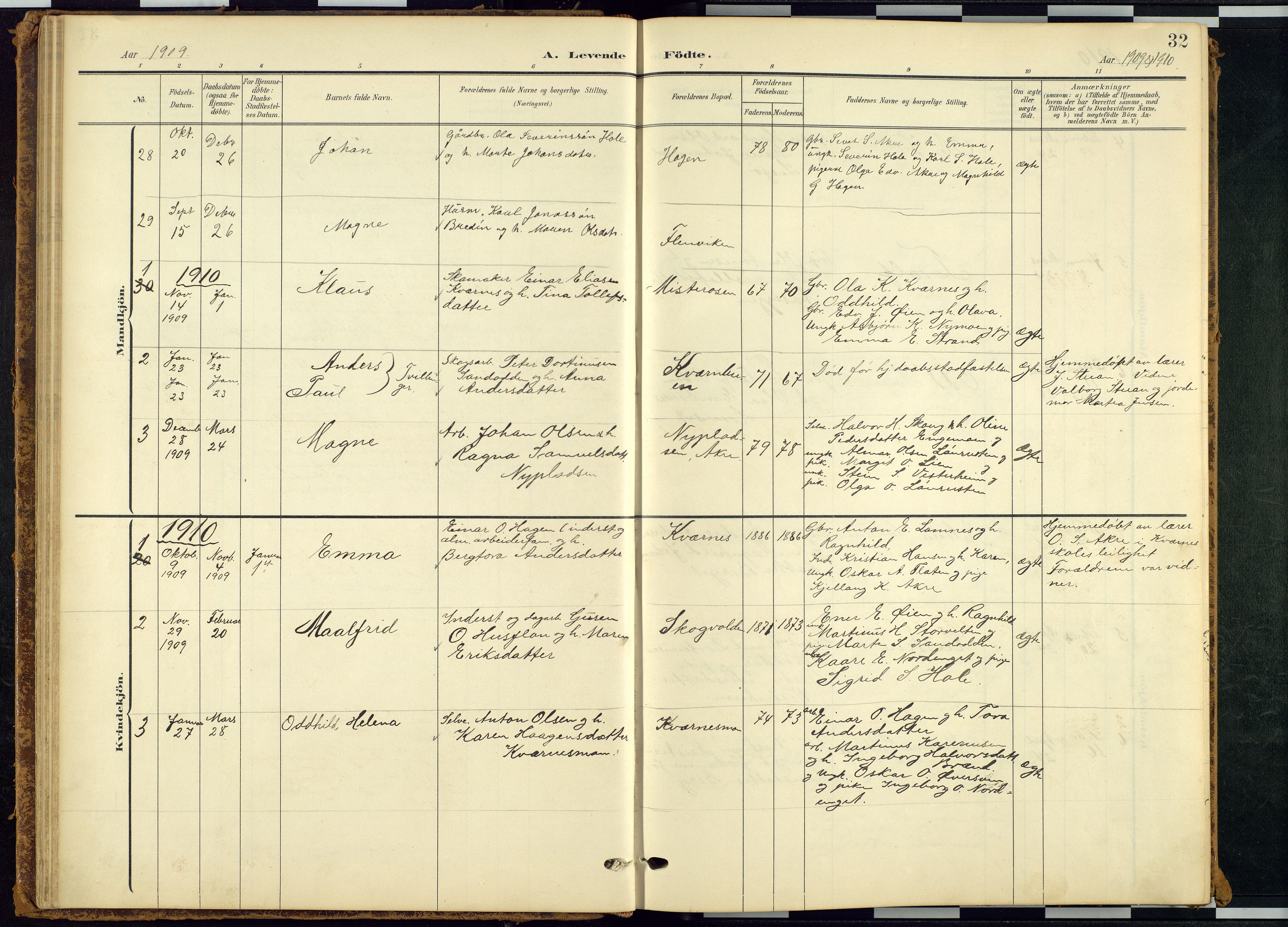 Rendalen prestekontor, SAH/PREST-054/H/Ha/Hab/L0010: Parish register (copy) no. 10, 1903-1940, p. 32