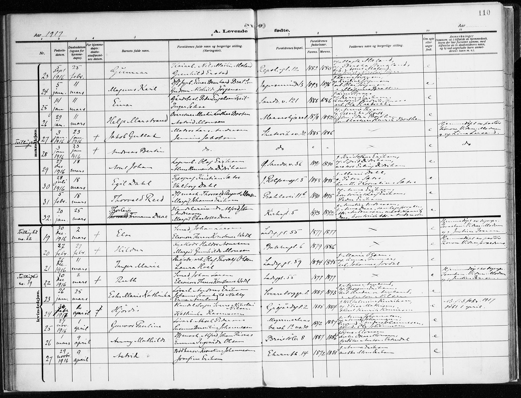 Sandviken Sokneprestembete, AV/SAB-A-77601/H/Ha/L0007: Parish register (official) no. B 4, 1912-1924, p. 110