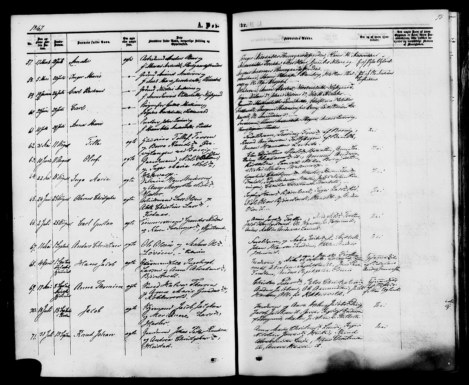 Eidanger kirkebøker, AV/SAKO-A-261/F/Fa/L0010: Parish register (official) no. 10, 1859-1874, p. 73