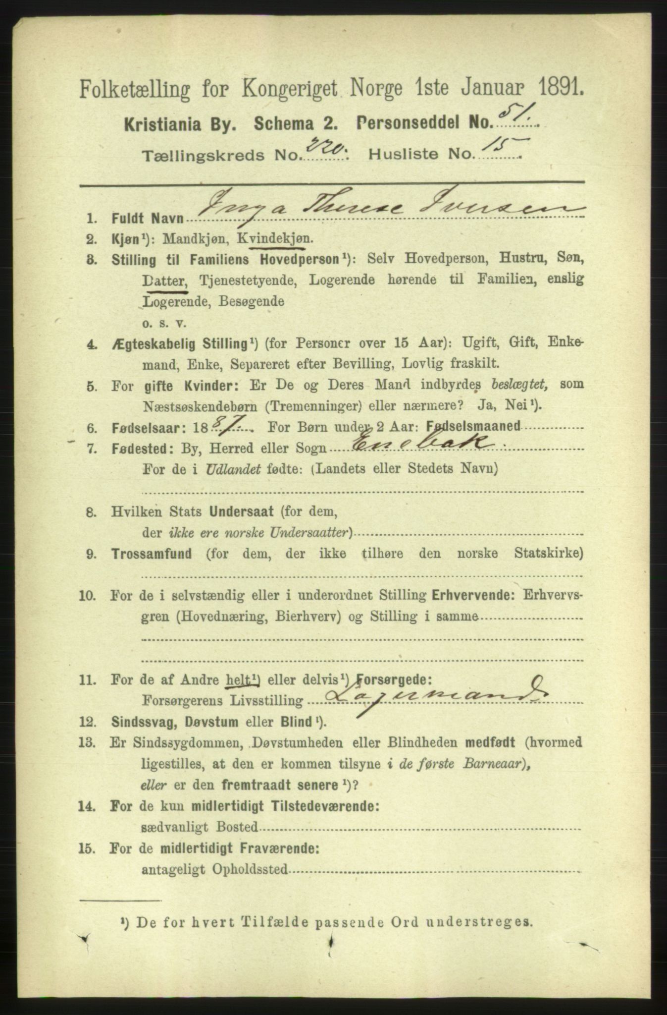 RA, 1891 census for 0301 Kristiania, 1891, p. 131449