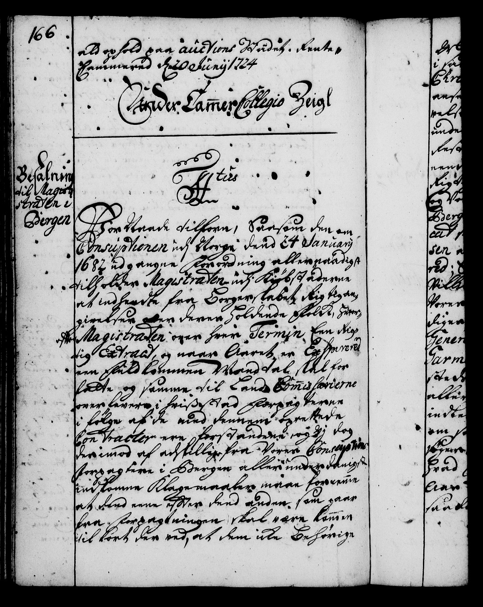 Rentekammeret, Kammerkanselliet, RA/EA-3111/G/Gg/Gga/L0002: Norsk ekspedisjonsprotokoll med register (merket RK 53.2), 1723-1727, p. 166