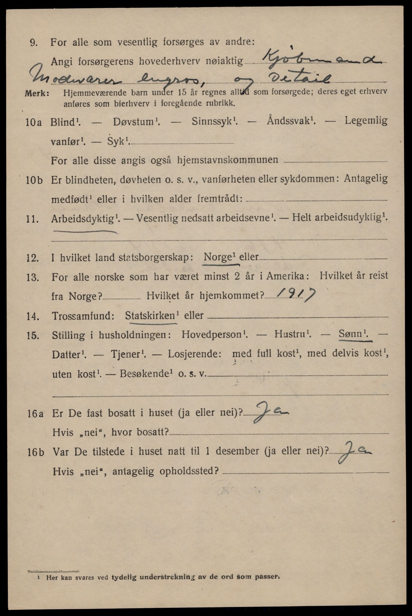 SAST, 1920 census for Stavanger, 1920, p. 118707