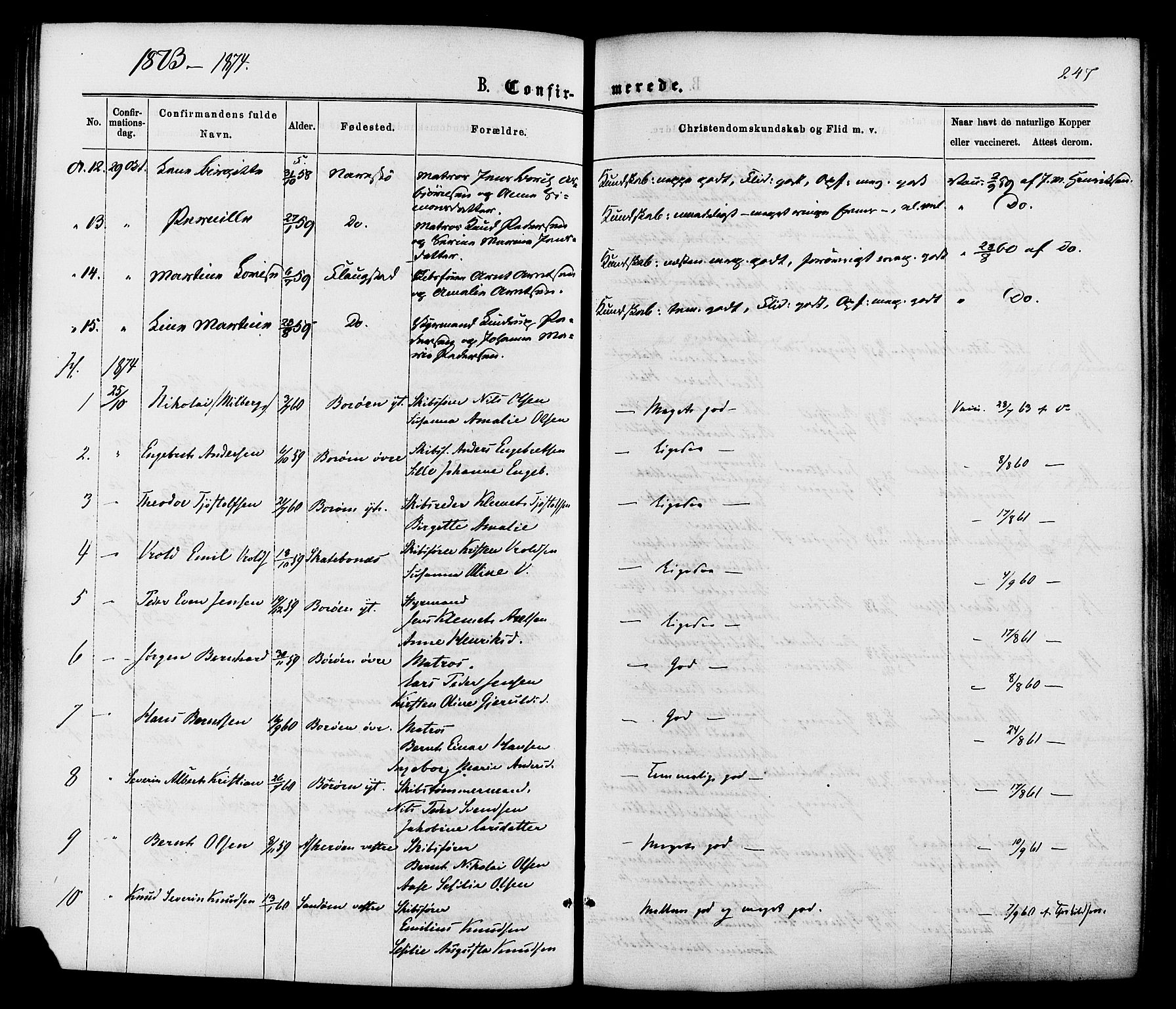 Dypvåg sokneprestkontor, SAK/1111-0007/F/Fa/Faa/L0007: Parish register (official) no. A 7/ 1, 1872-1884, p. 247