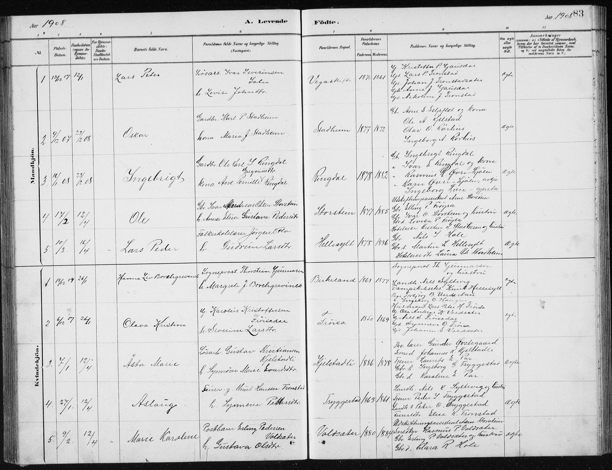 Ministerialprotokoller, klokkerbøker og fødselsregistre - Møre og Romsdal, SAT/A-1454/517/L0230: Parish register (copy) no. 517C03, 1879-1912, p. 83