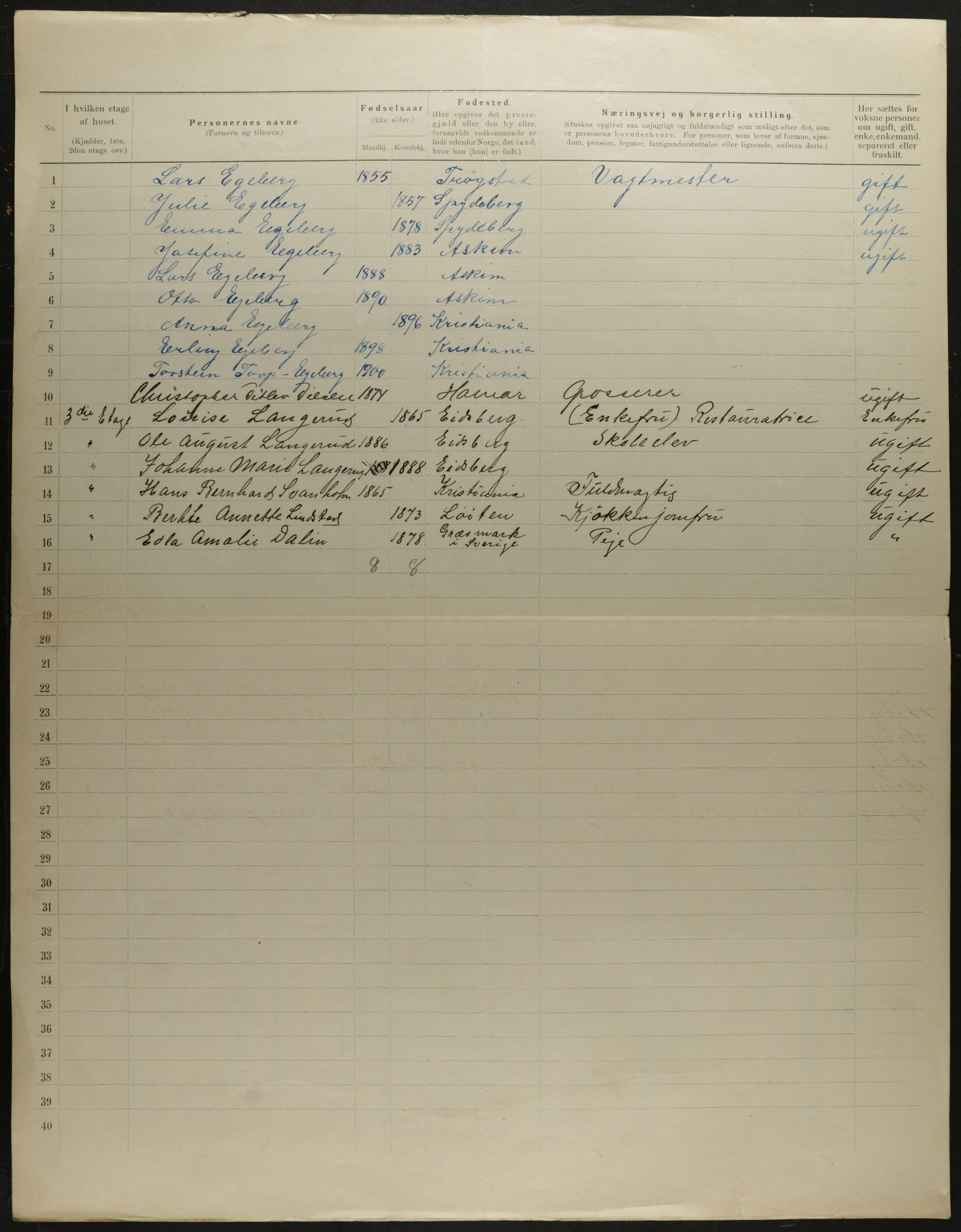 OBA, Municipal Census 1901 for Kristiania, 1901, p. 7797