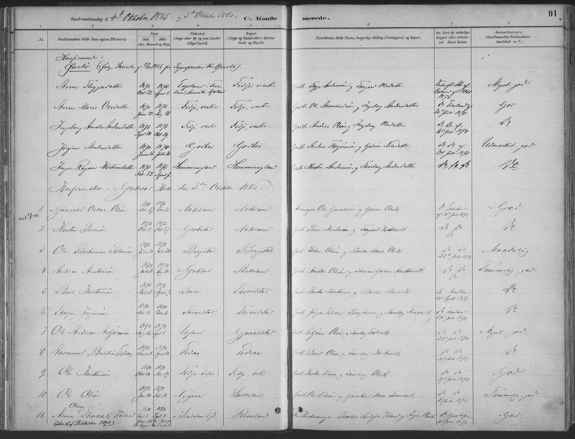 Søgne sokneprestkontor, SAK/1111-0037/F/Fa/Faa/L0003: Parish register (official) no. A 3, 1883-1910, p. 91