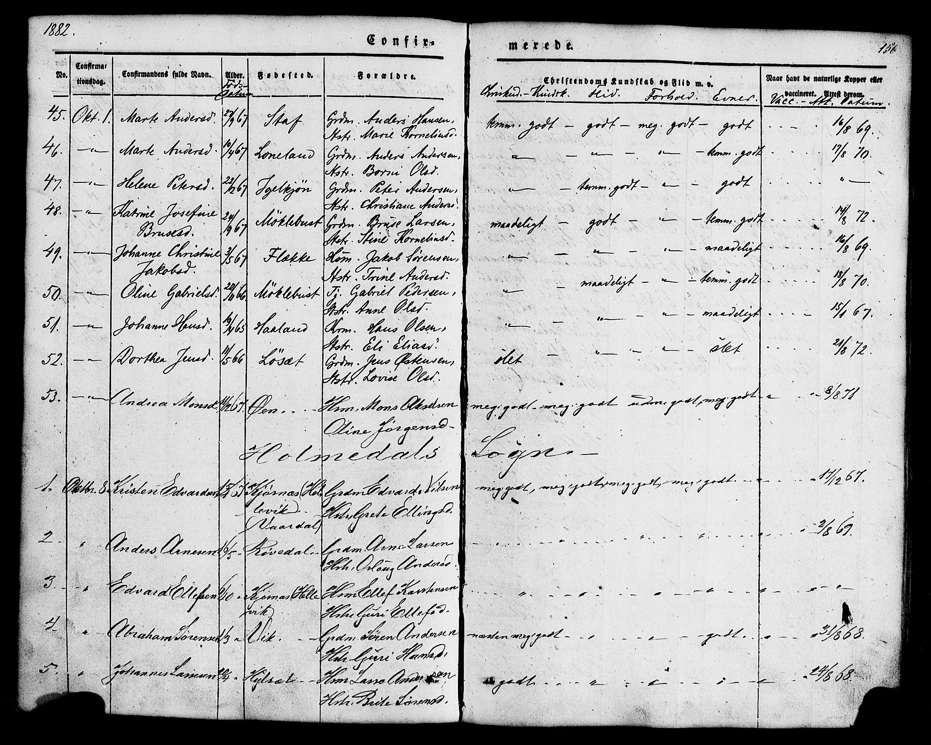 Fjaler sokneprestembete, AV/SAB-A-79801/H/Haa/Haaa/L0008: Parish register (official) no. A 8, 1850-1886, p. 156