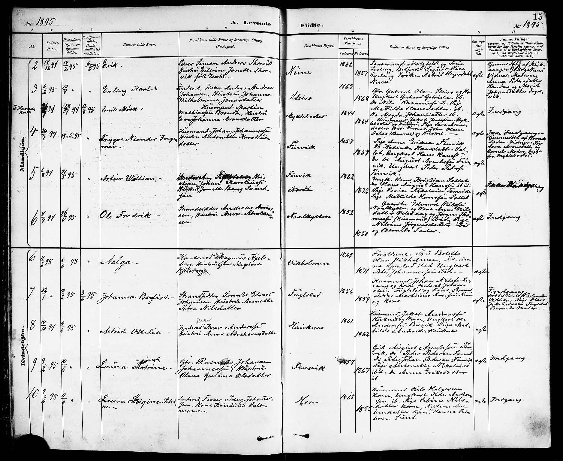 Ministerialprotokoller, klokkerbøker og fødselsregistre - Nordland, AV/SAT-A-1459/838/L0559: Parish register (copy) no. 838C06, 1893-1910, p. 15