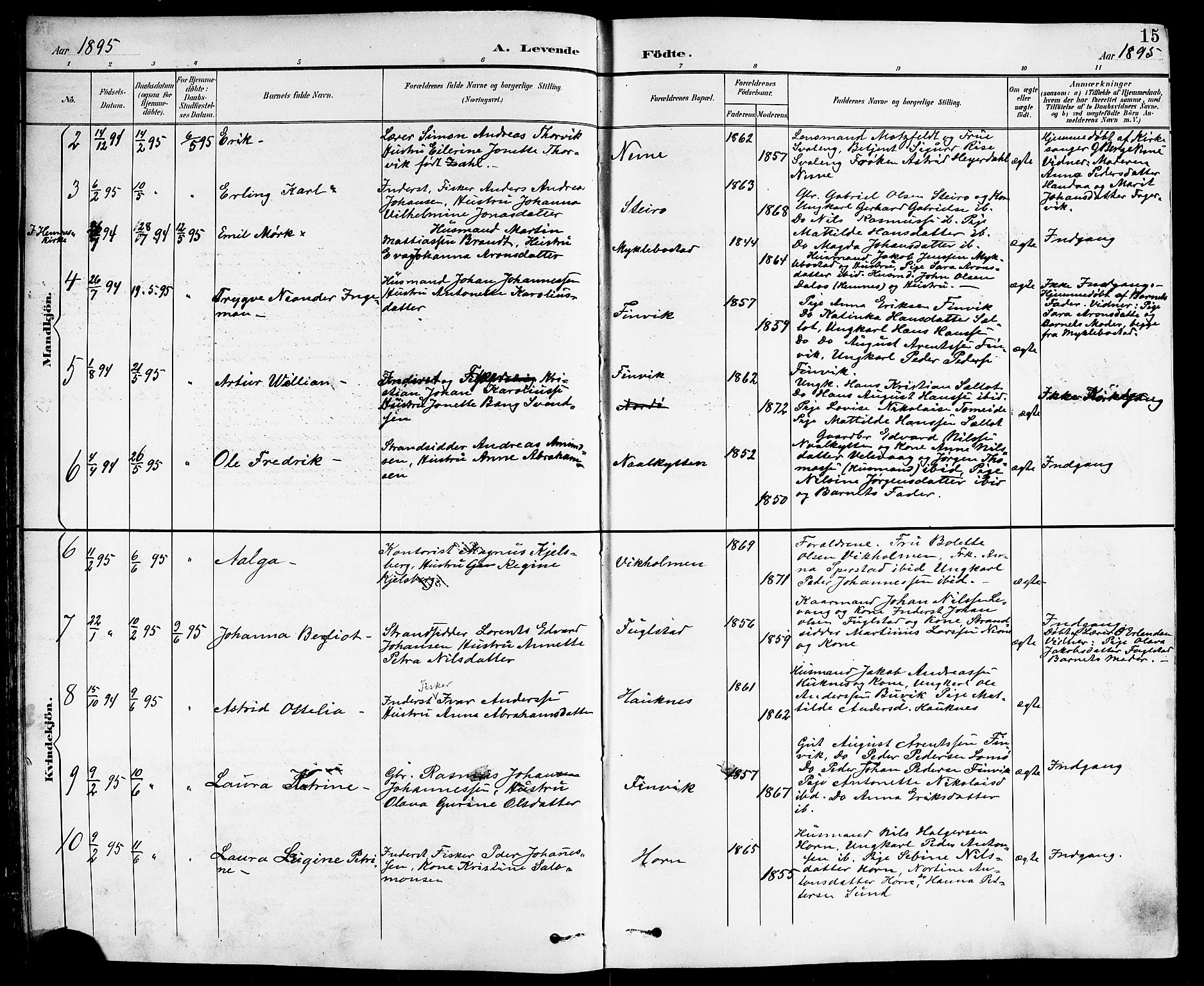 Ministerialprotokoller, klokkerbøker og fødselsregistre - Nordland, SAT/A-1459/838/L0559: Parish register (copy) no. 838C06, 1893-1910, p. 15