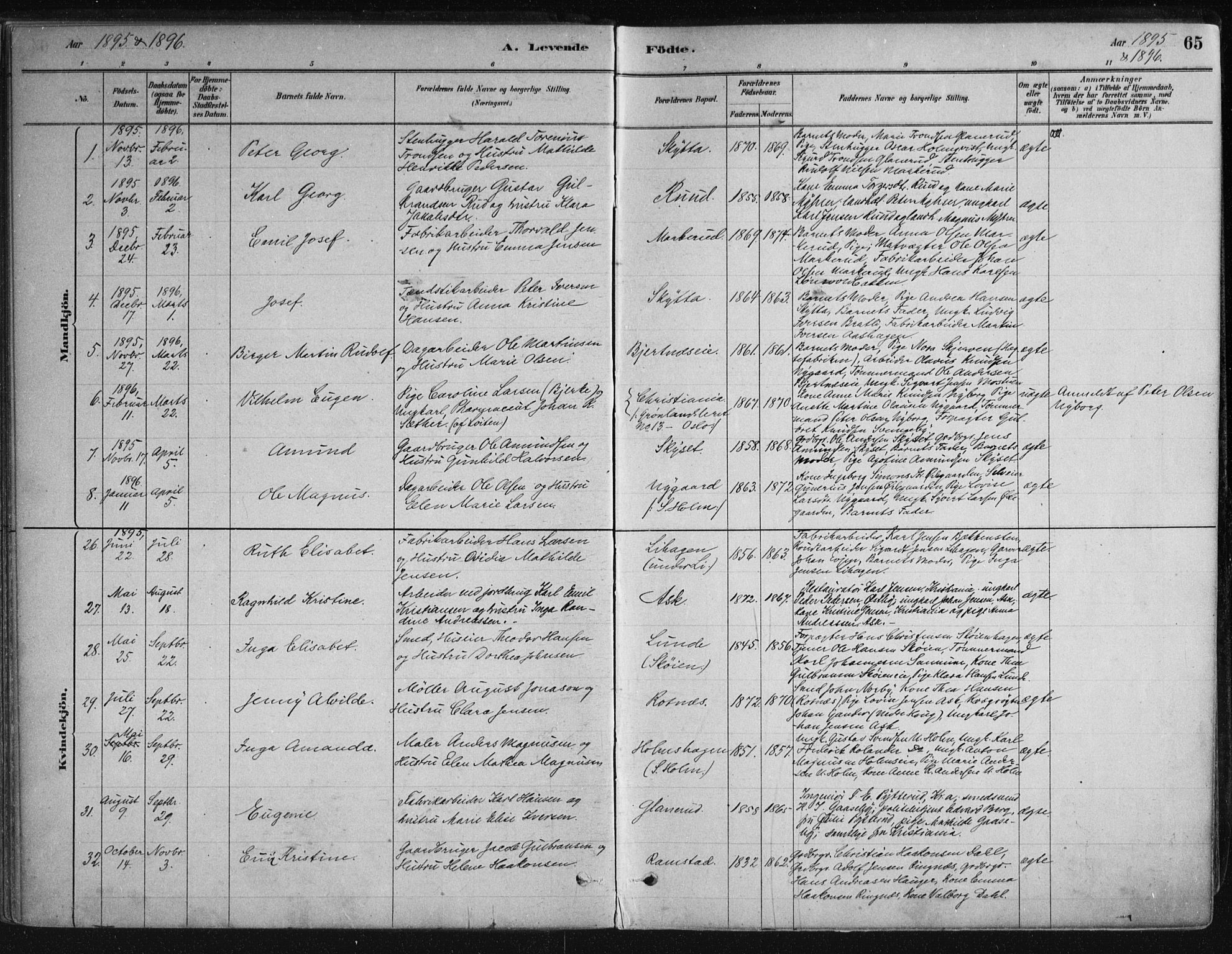 Nittedal prestekontor Kirkebøker, SAO/A-10365a/F/Fa/L0007: Parish register (official) no. I 7, 1879-1901, p. 65