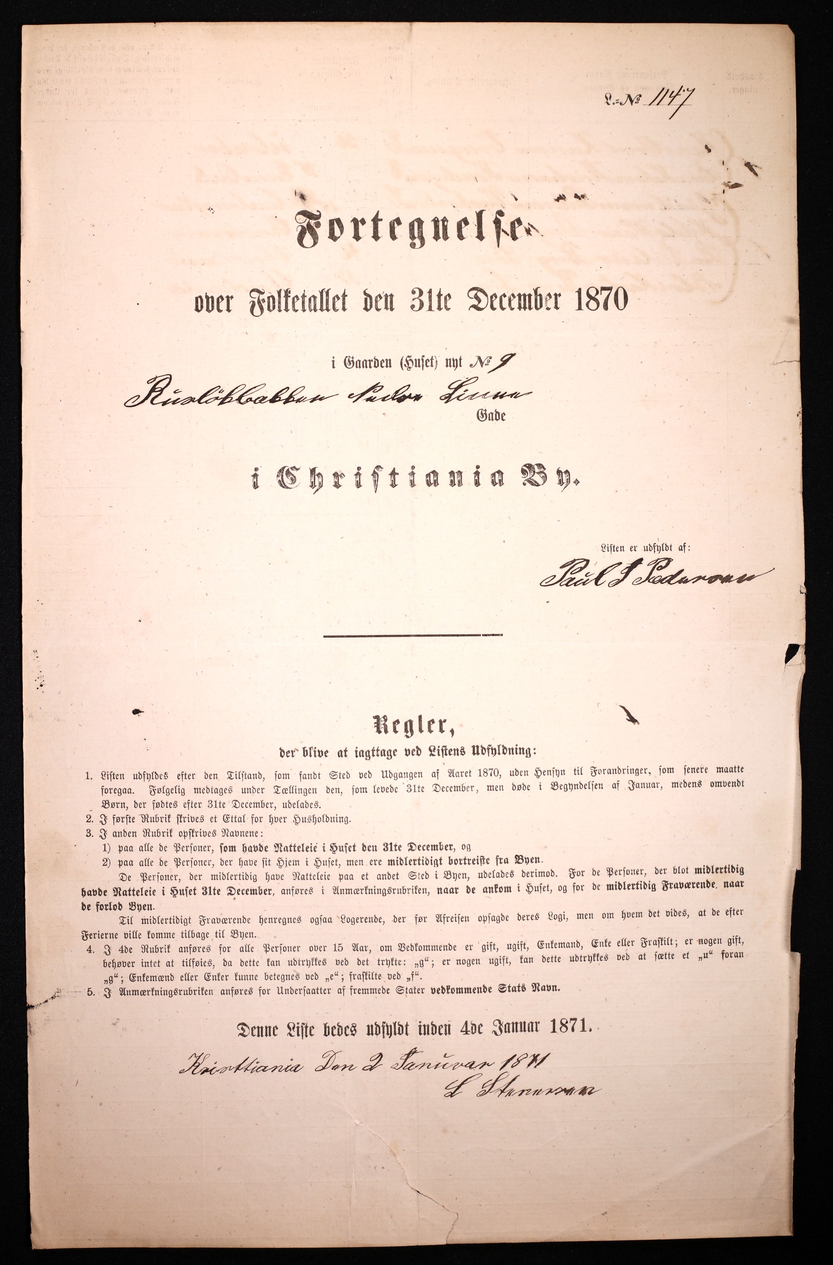 RA, 1870 census for 0301 Kristiania, 1870, p. 2926