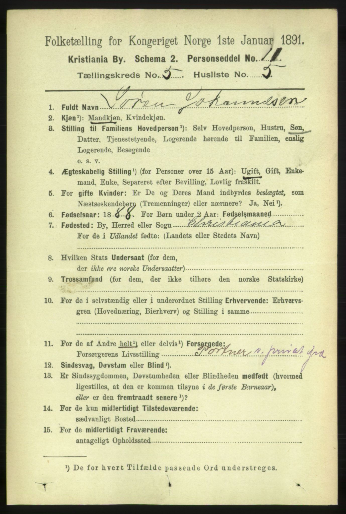 RA, 1891 census for 0301 Kristiania, 1891, p. 2386