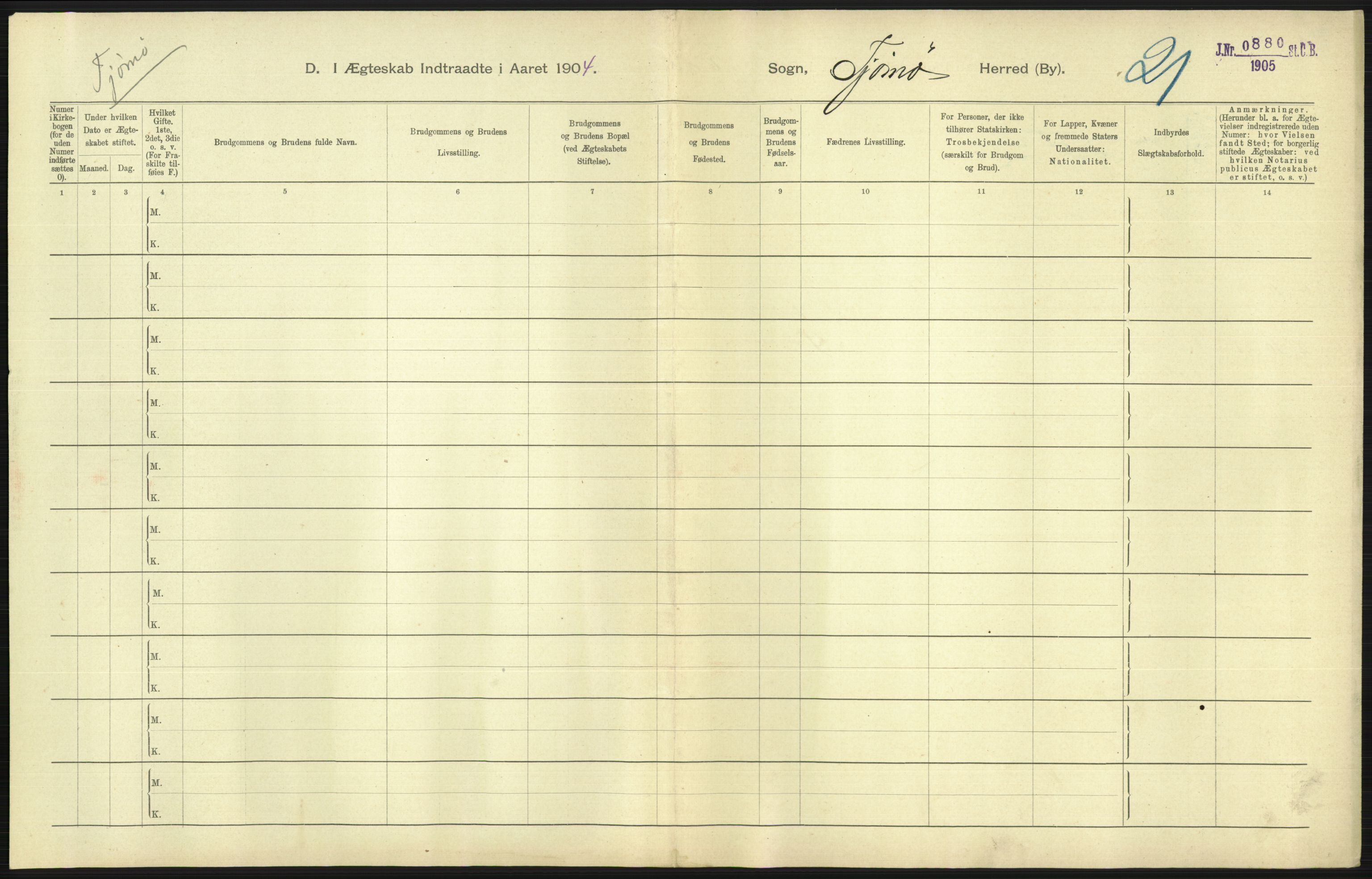 Statistisk sentralbyrå, Sosiodemografiske emner, Befolkning, AV/RA-S-2228/D/Df/Dfa/Dfab/L0008: Jarlsberg og Larvig amt: Fødte, gifte, døde, 1904, p. 407