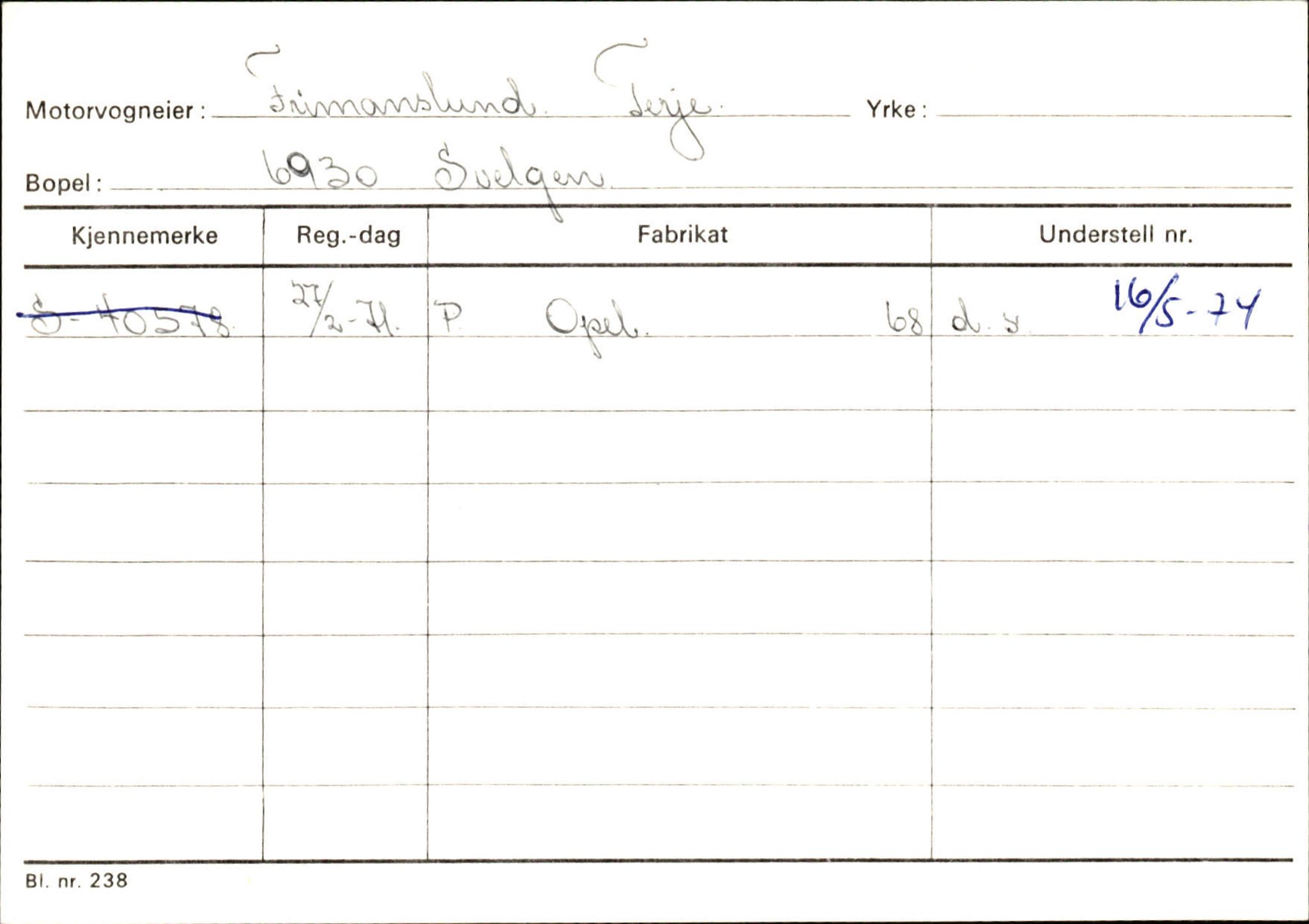 Statens vegvesen, Sogn og Fjordane vegkontor, AV/SAB-A-5301/4/F/L0133: Eigarregister Bremanger A-Å. Gaular A-H, 1945-1975, p. 351