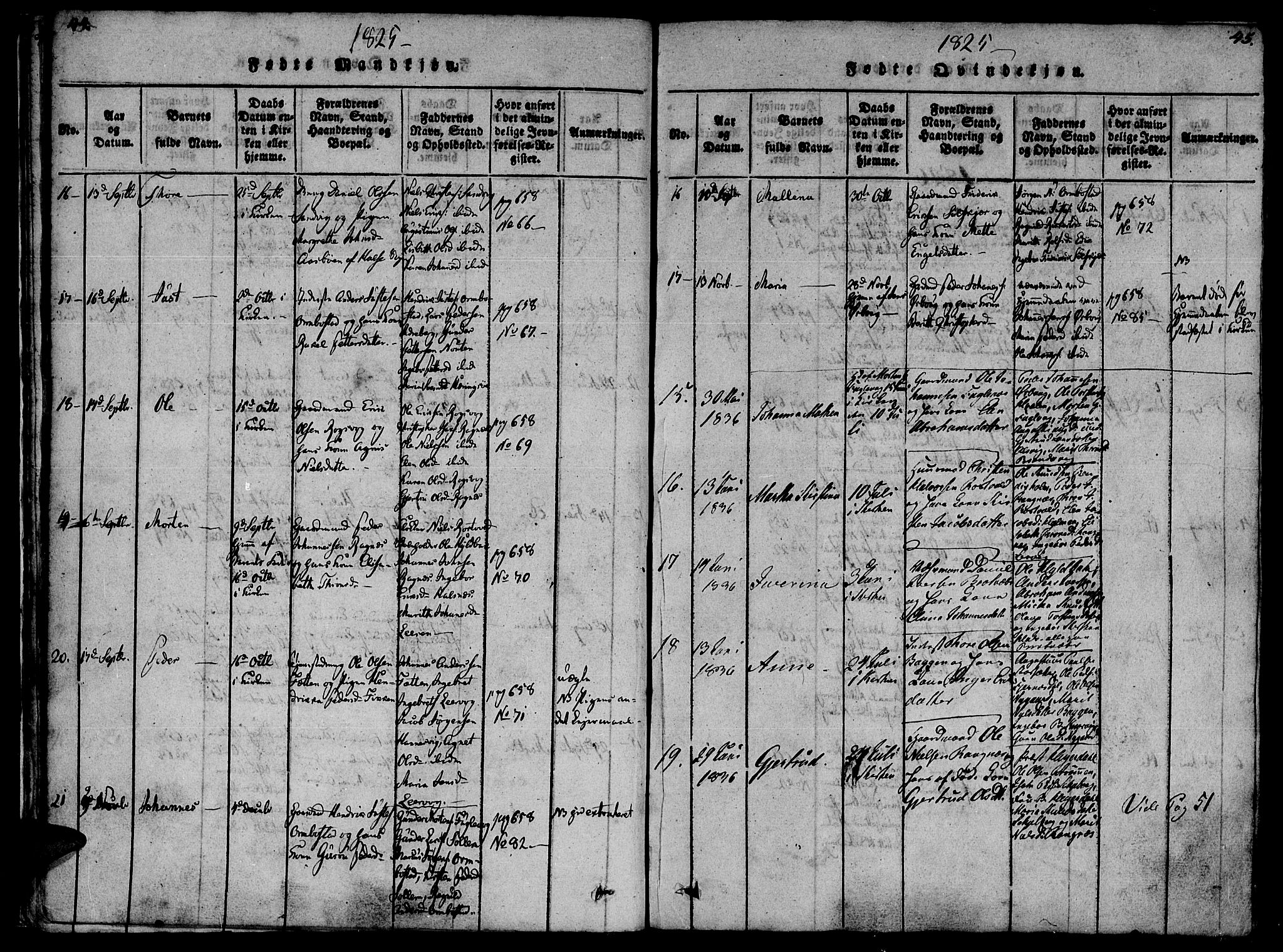 Ministerialprotokoller, klokkerbøker og fødselsregistre - Møre og Romsdal, AV/SAT-A-1454/581/L0933: Parish register (official) no. 581A03 /1, 1819-1836, p. 44-45