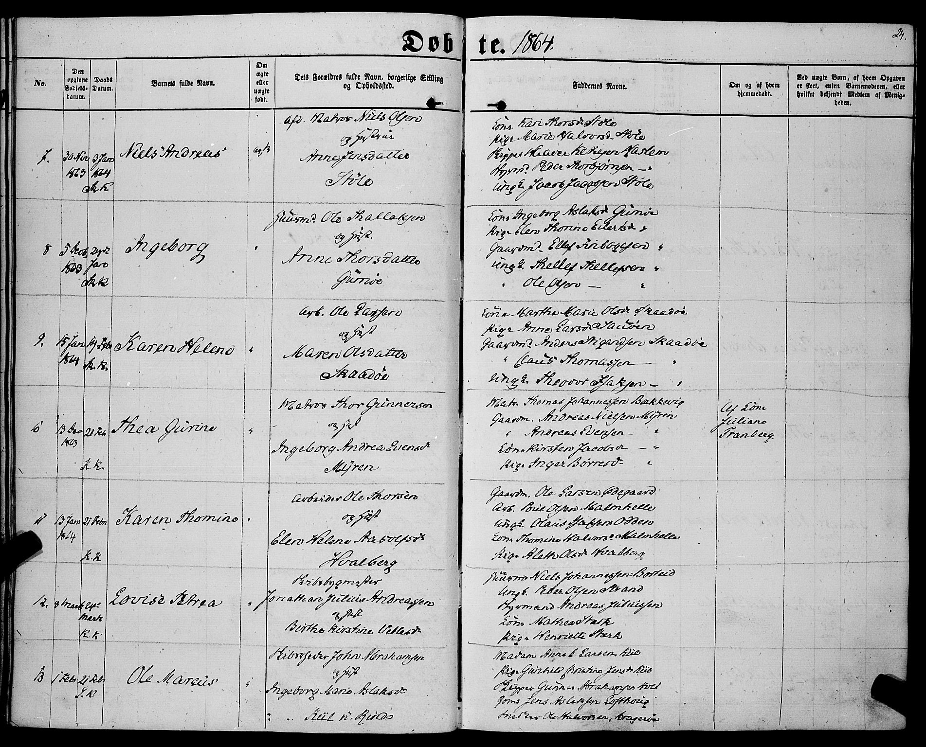 Sannidal kirkebøker, SAKO/A-296/F/Fa/L0011: Parish register (official) no. 11, 1863-1873, p. 24