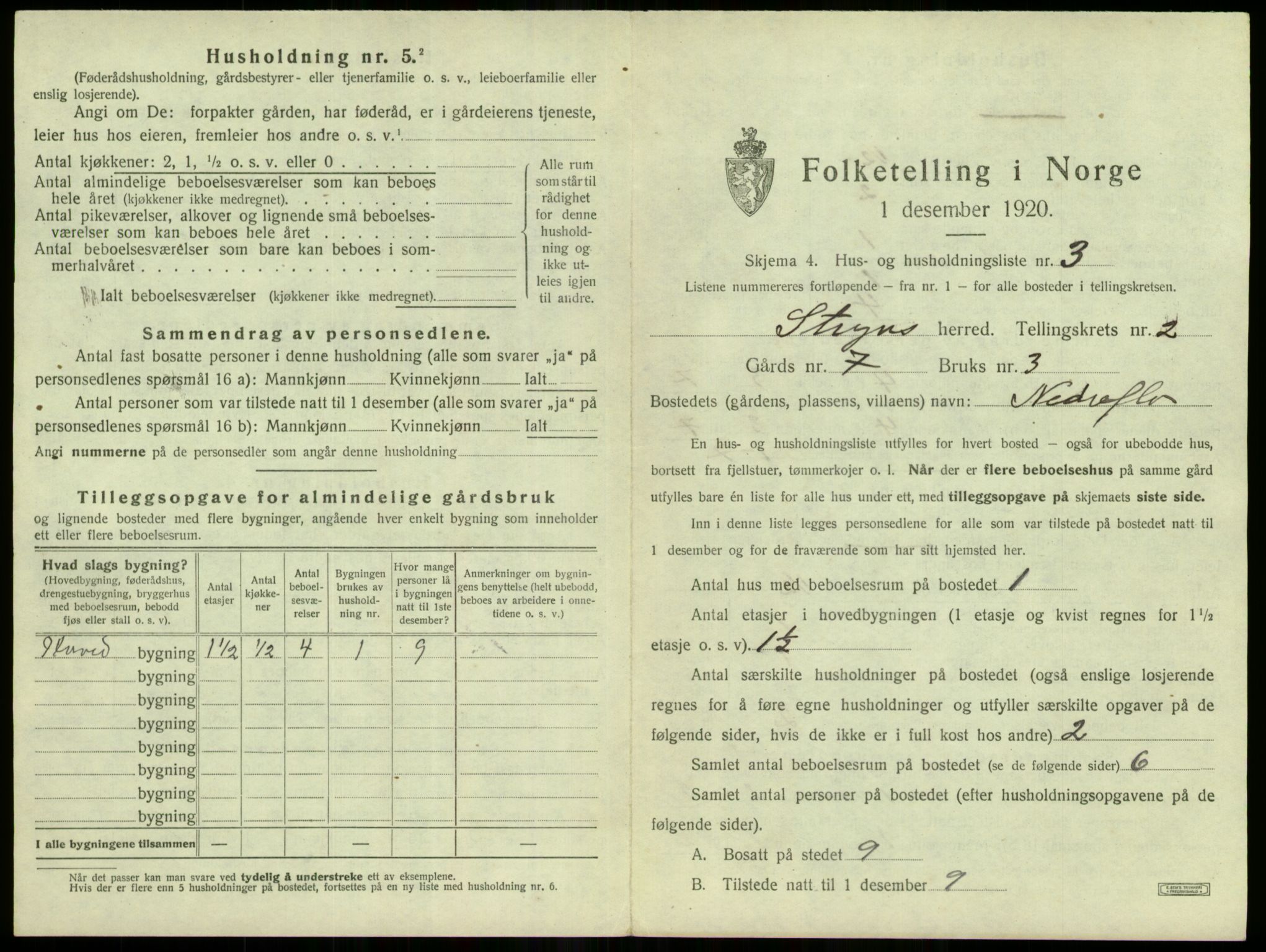 SAB, 1920 census for Stryn, 1920, p. 80