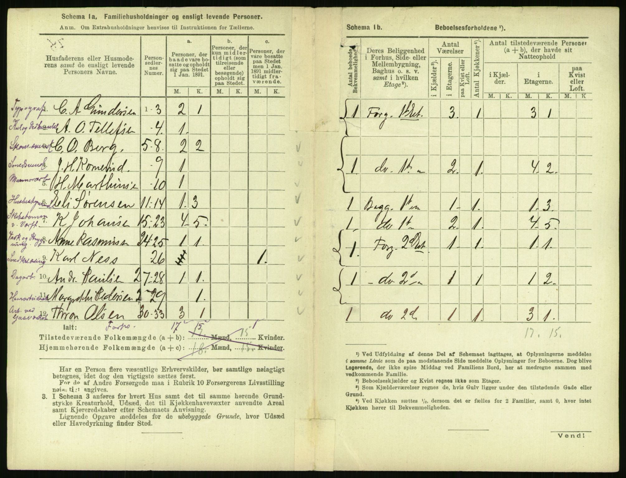 RA, 1891 census for 0301 Kristiania, 1891, p. 93485