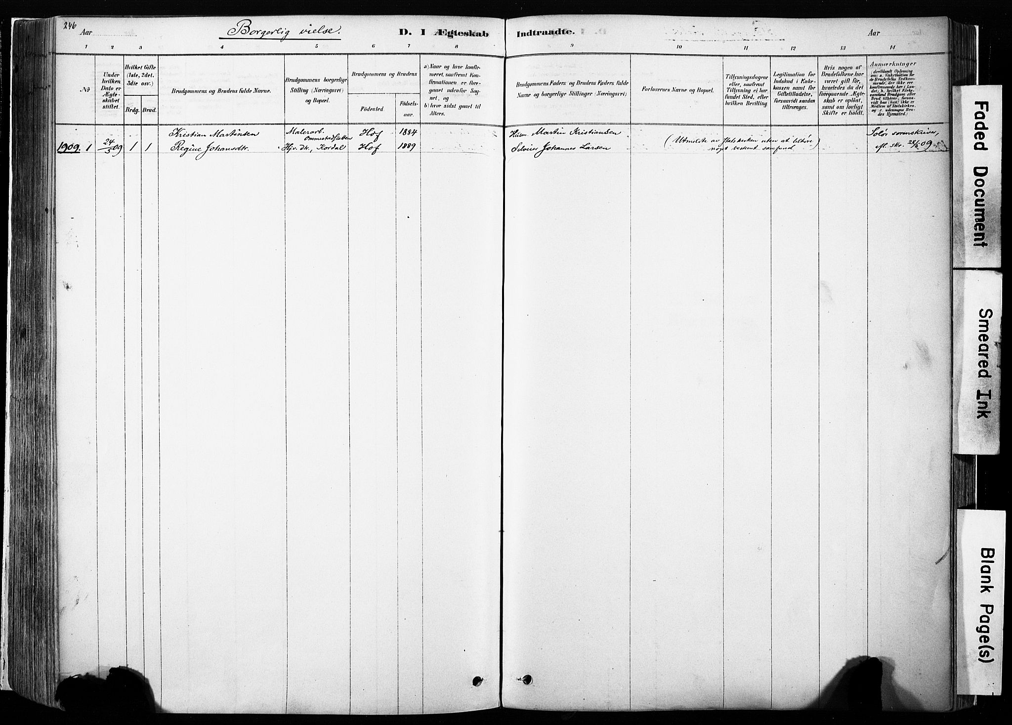 Hof prestekontor, SAH/PREST-038/H/Ha/Haa/L0010: Parish register (official) no. 10, 1878-1909, p. 246