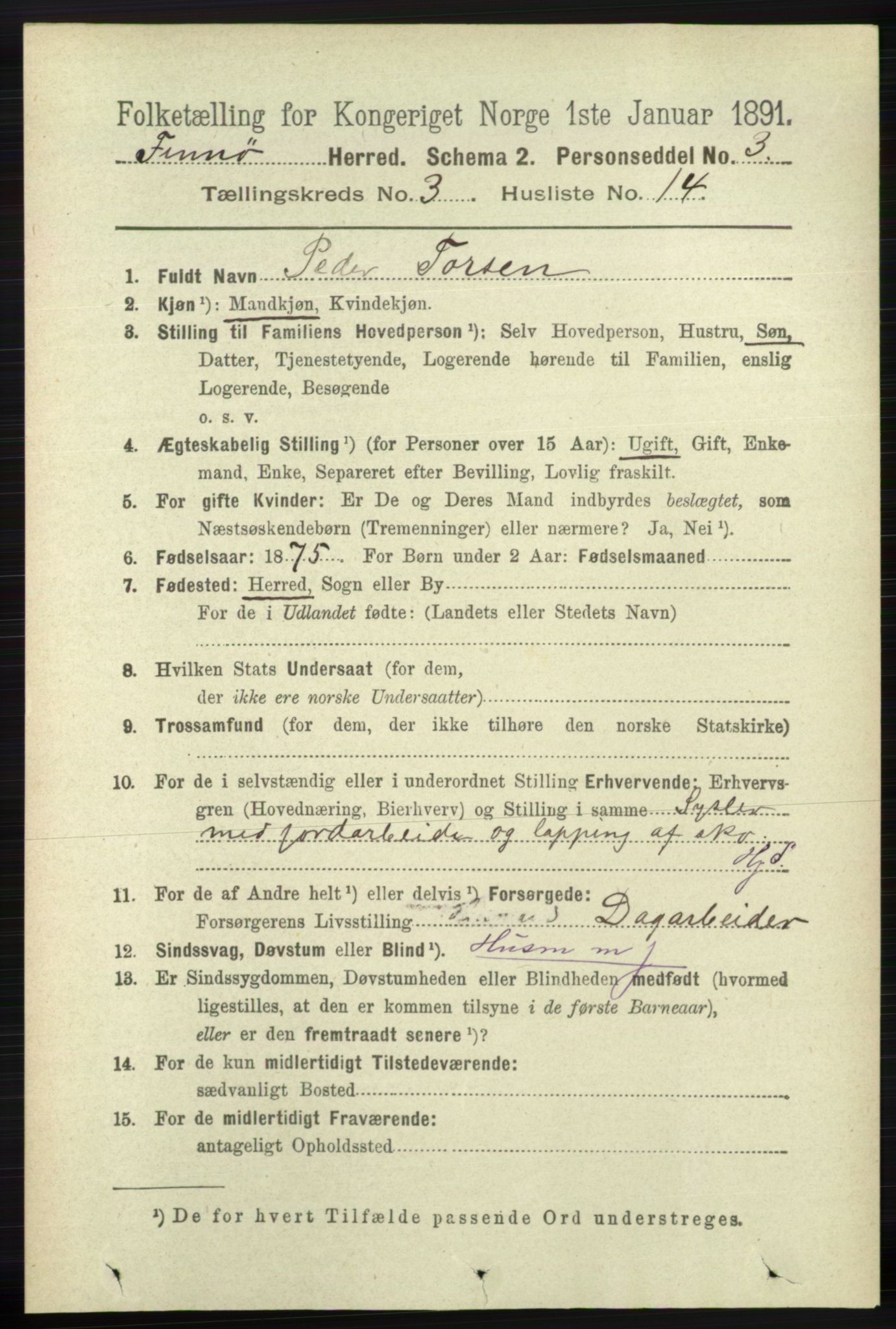 RA, 1891 census for 1141 Finnøy, 1891, p. 551