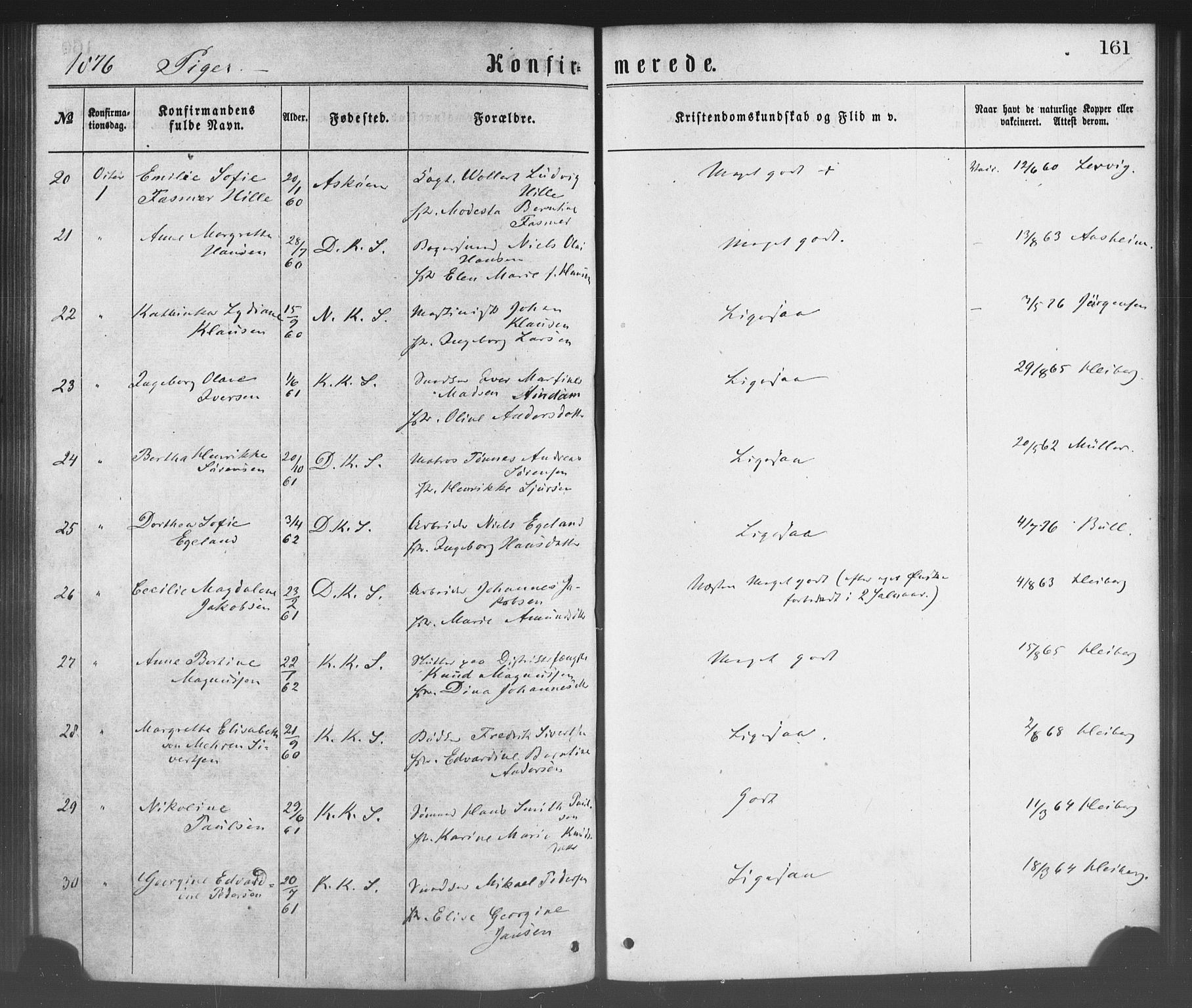 Korskirken sokneprestembete, AV/SAB-A-76101/H/Haa/L0028: Parish register (official) no. C 4, 1868-1879, p. 161