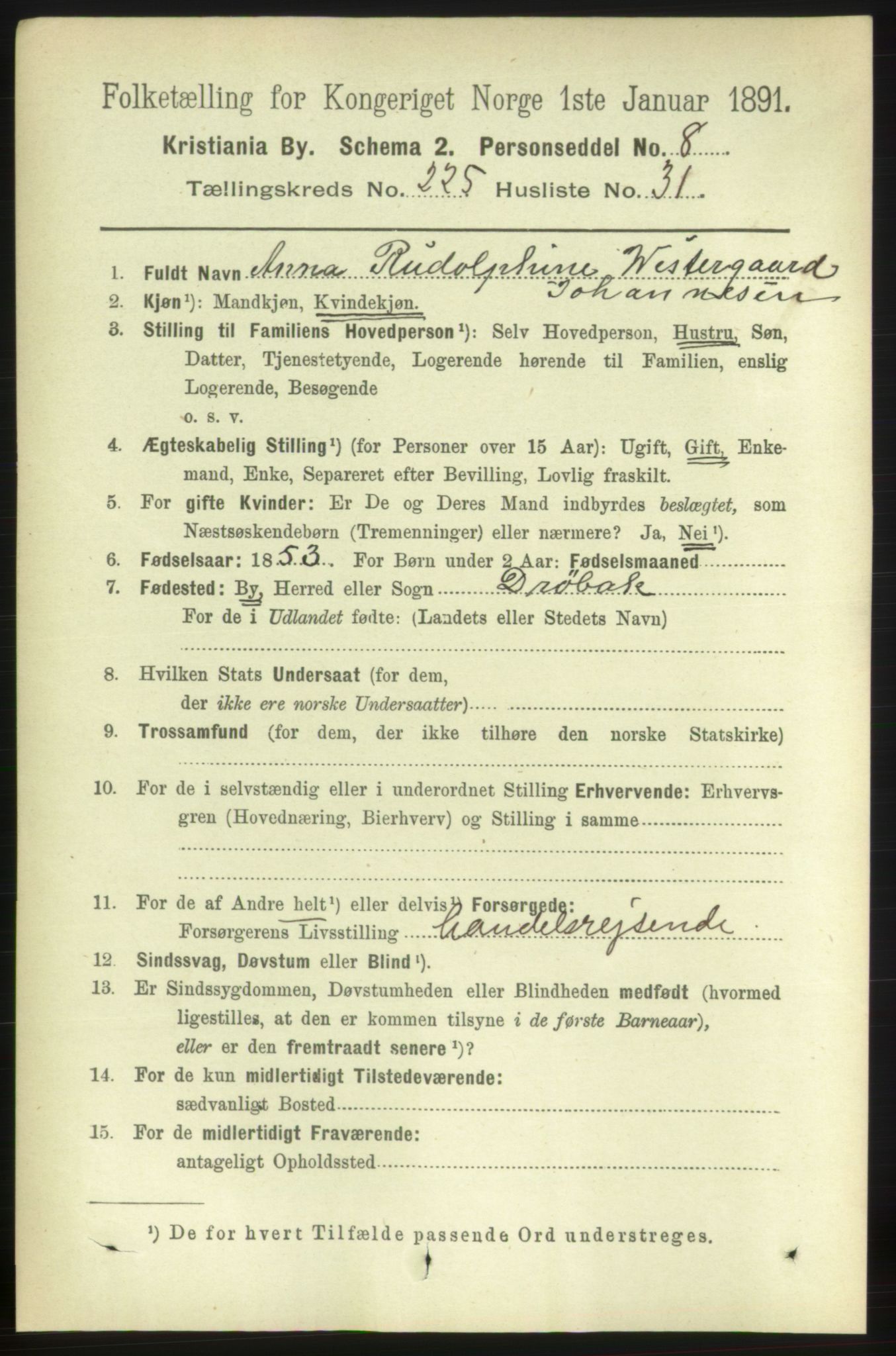 RA, 1891 census for 0301 Kristiania, 1891, p. 137212