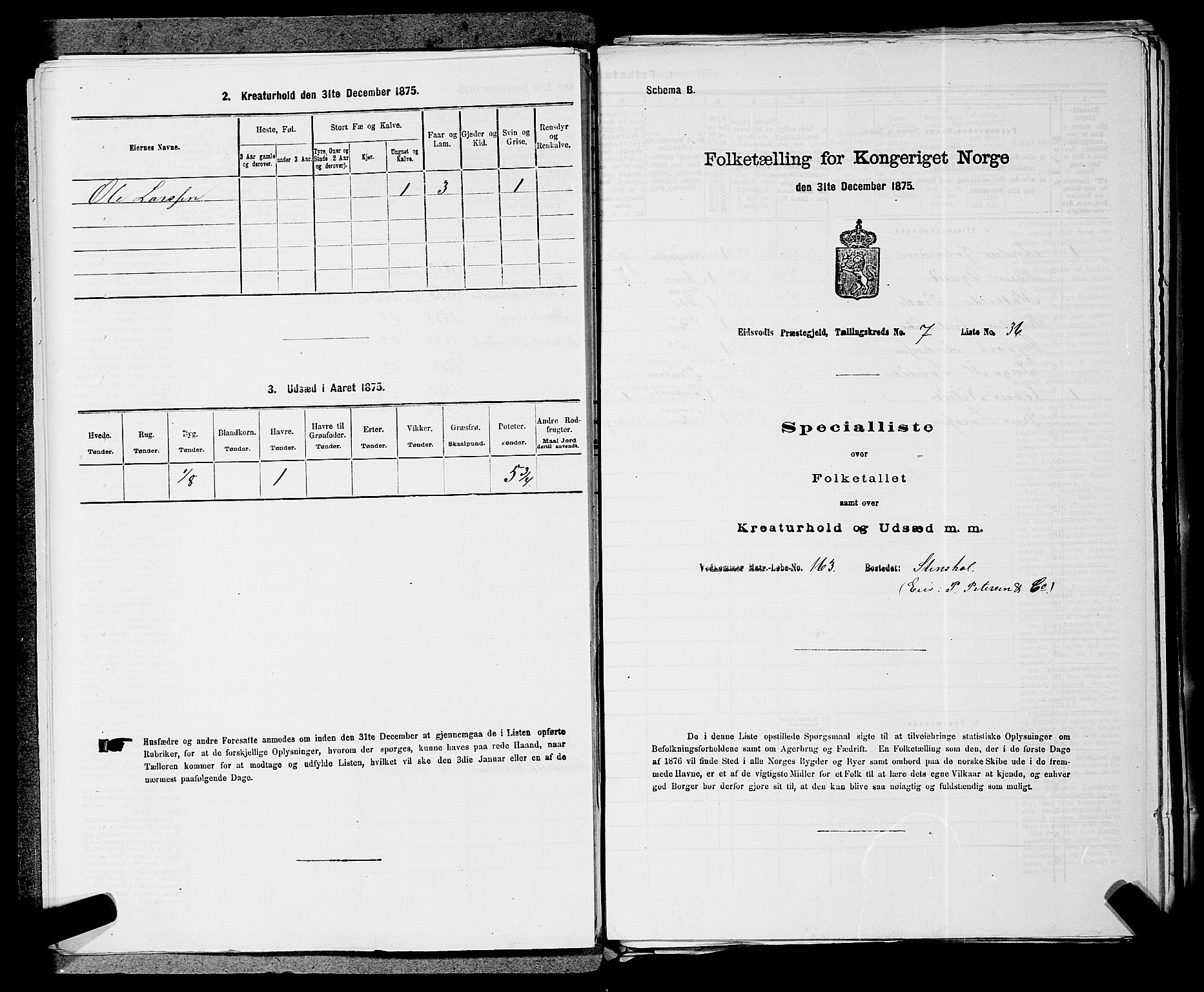 RA, 1875 census for 0237P Eidsvoll, 1875, p. 965