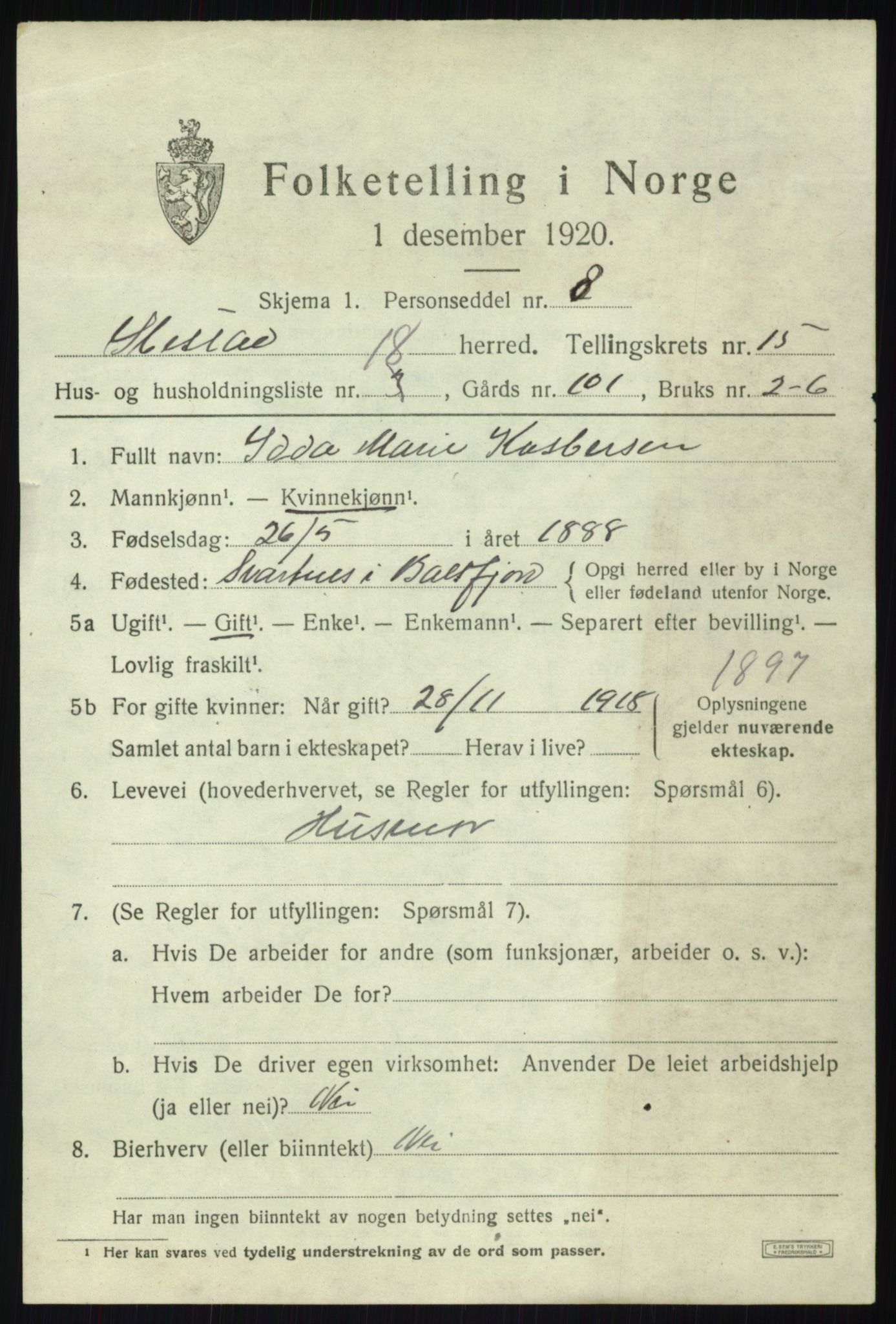 SATØ, 1920 census for Ibestad, 1920, p. 7954