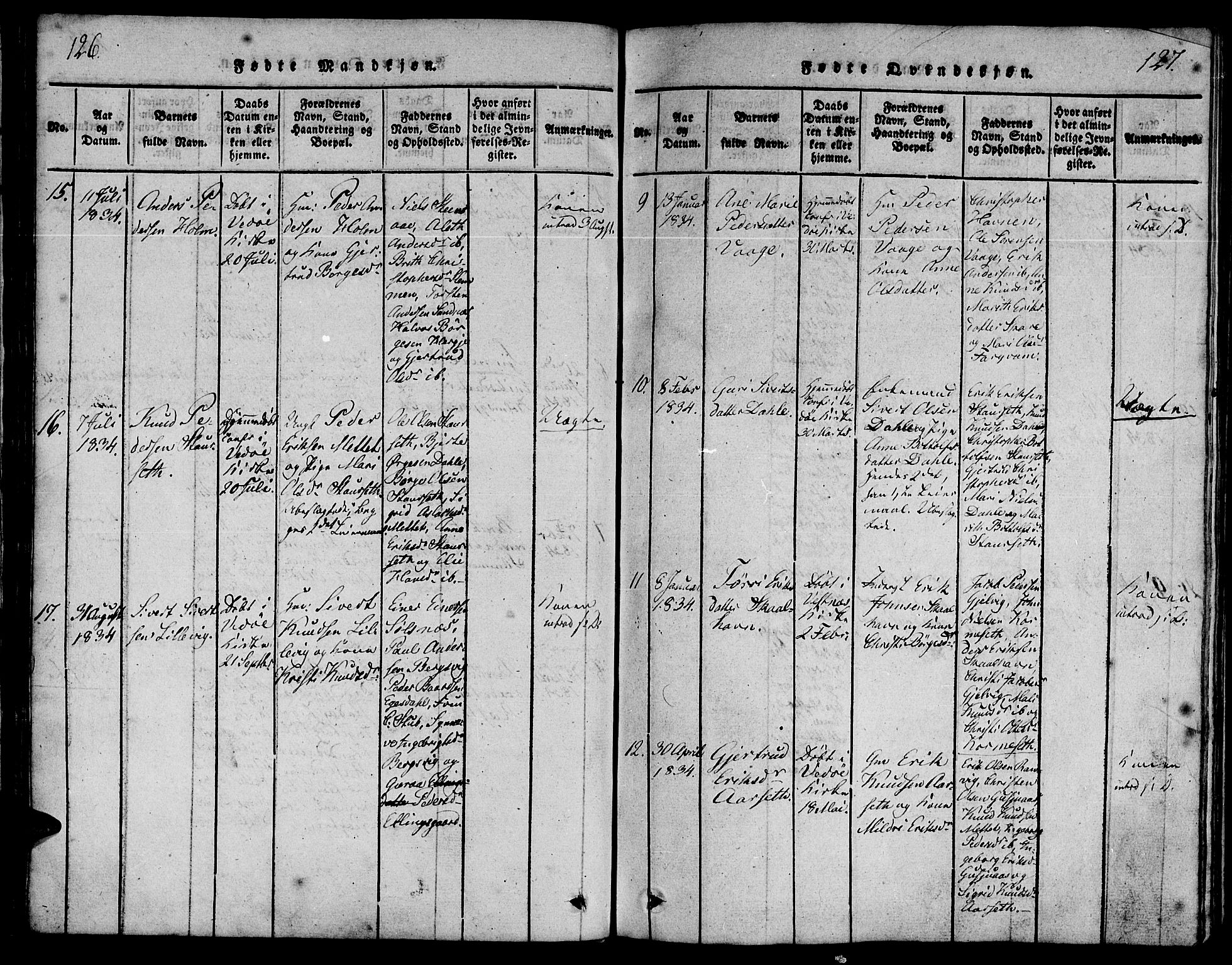 Ministerialprotokoller, klokkerbøker og fødselsregistre - Møre og Romsdal, AV/SAT-A-1454/547/L0602: Parish register (official) no. 547A04, 1818-1845, p. 126-127