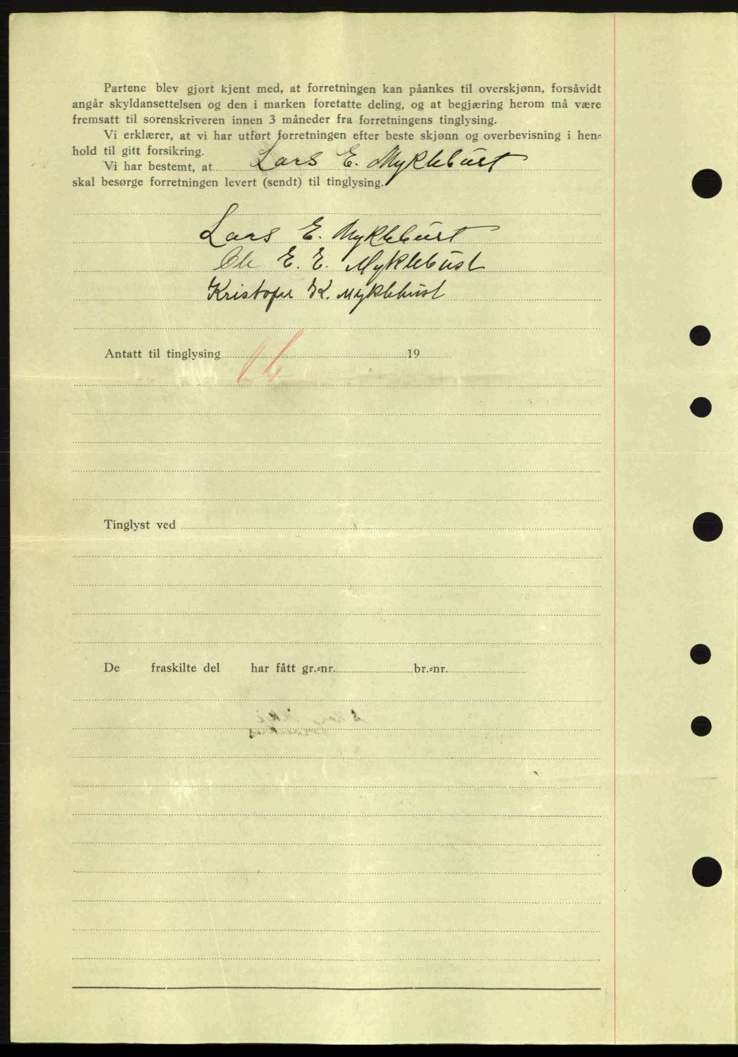 Nordre Sunnmøre sorenskriveri, SAT/A-0006/1/2/2C/2Ca: Mortgage book no. A11, 1941-1941, Diary no: : 1426/1941