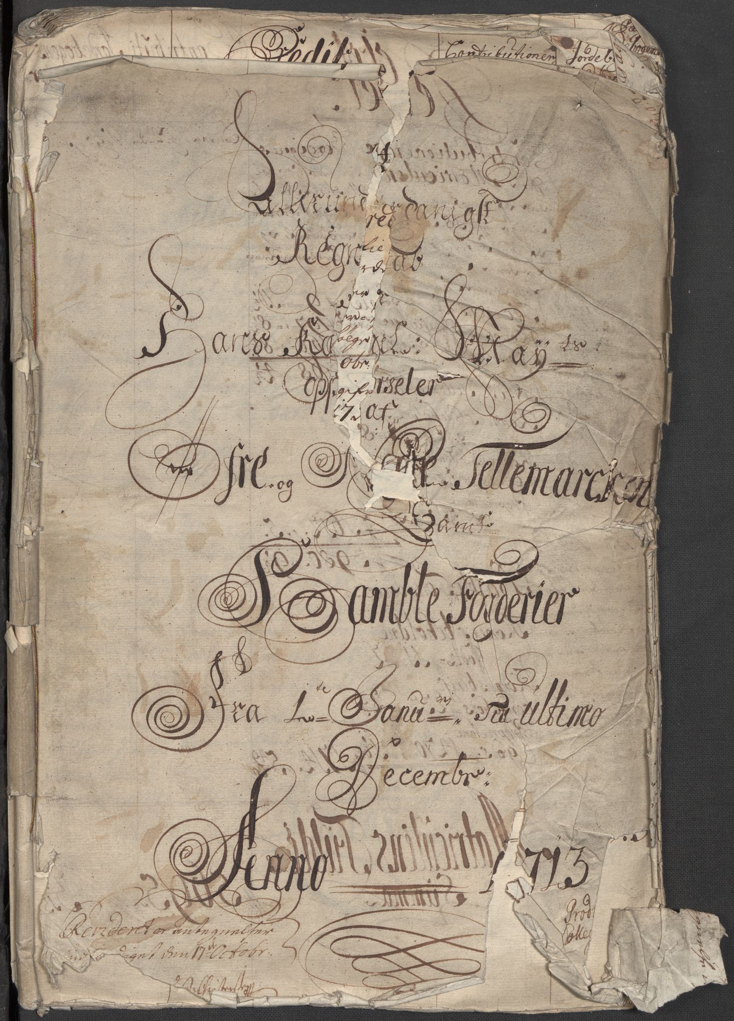 Rentekammeret inntil 1814, Reviderte regnskaper, Fogderegnskap, AV/RA-EA-4092/R36/L2124: Fogderegnskap Øvre og Nedre Telemark og Bamble, 1713, p. 3