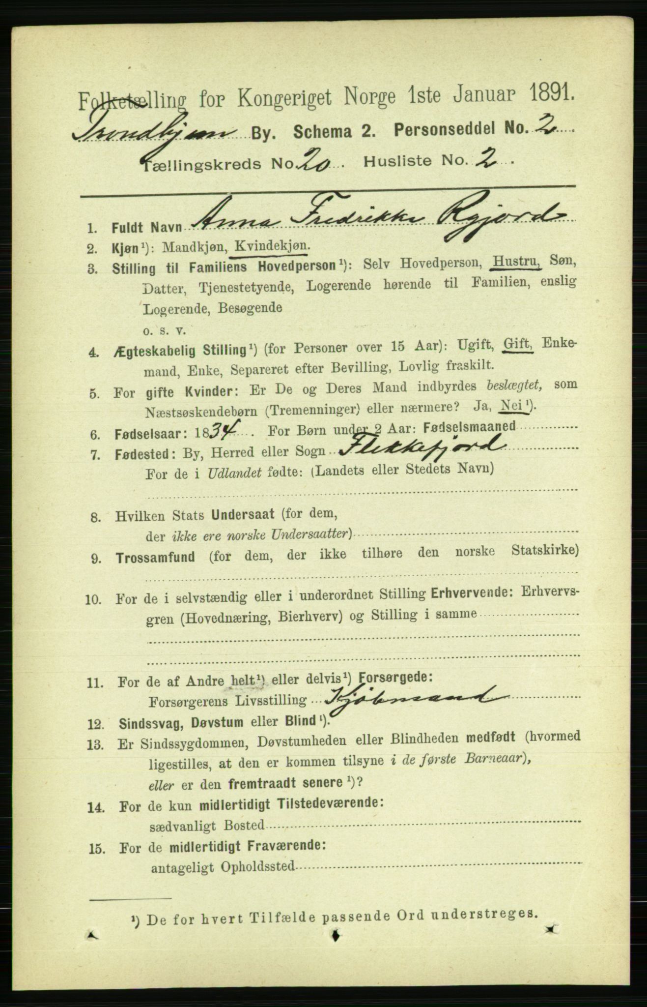 RA, 1891 census for 1601 Trondheim, 1891, p. 15155