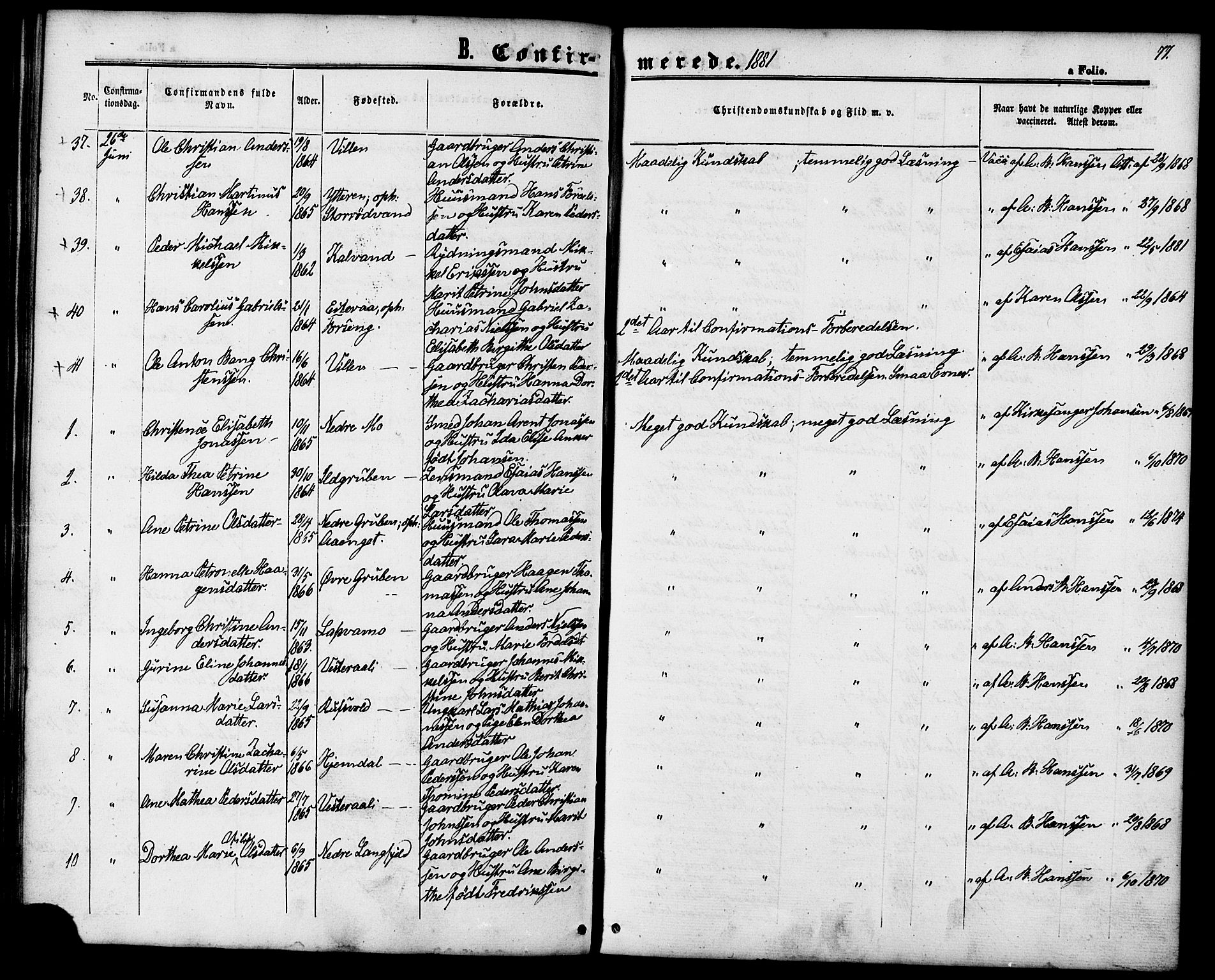 Ministerialprotokoller, klokkerbøker og fødselsregistre - Nordland, AV/SAT-A-1459/827/L0394: Parish register (official) no. 827A06, 1865-1886, p. 77