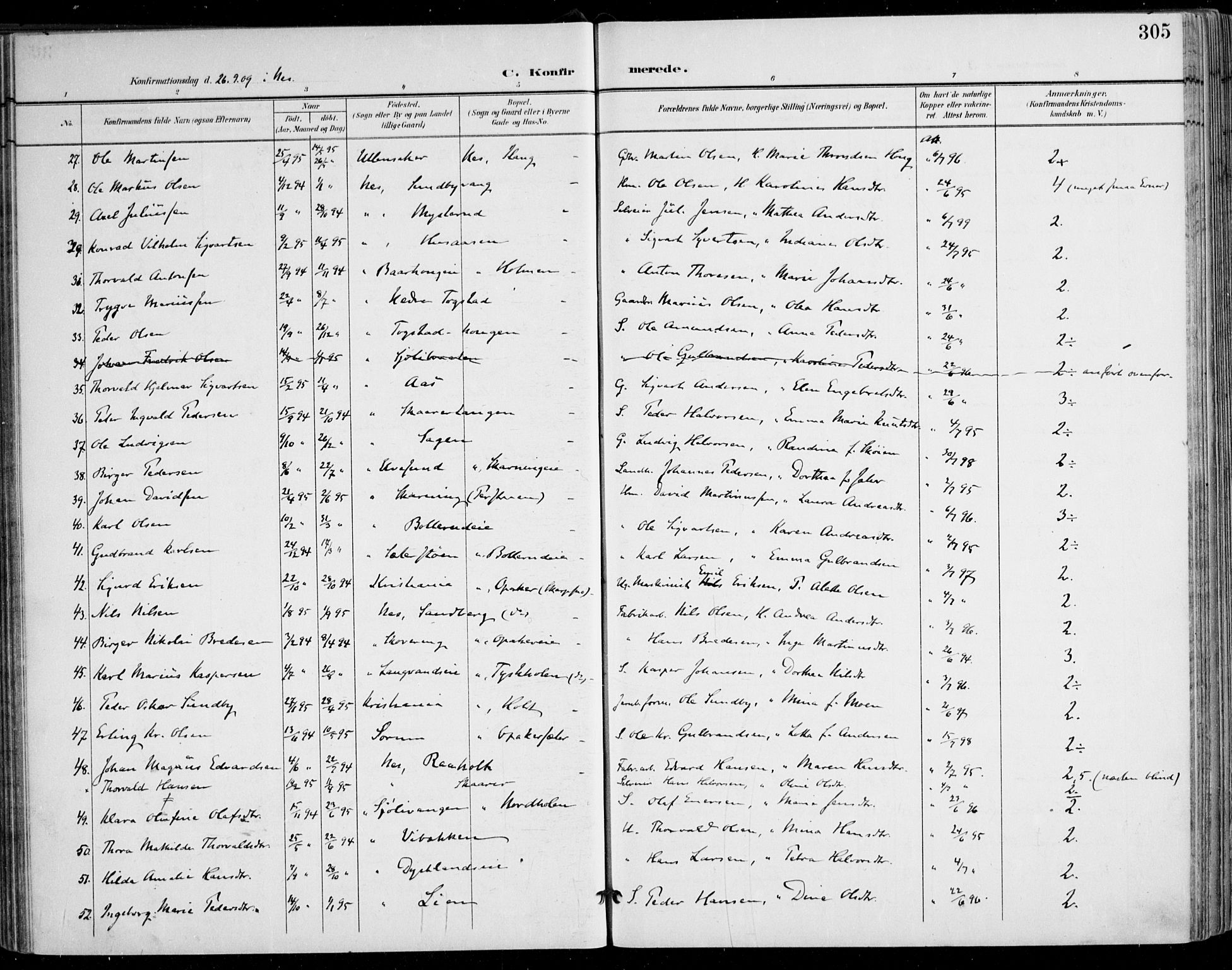 Nes prestekontor Kirkebøker, AV/SAO-A-10410/F/Fa/L0011: Parish register (official) no. I 11, 1899-1918, p. 305