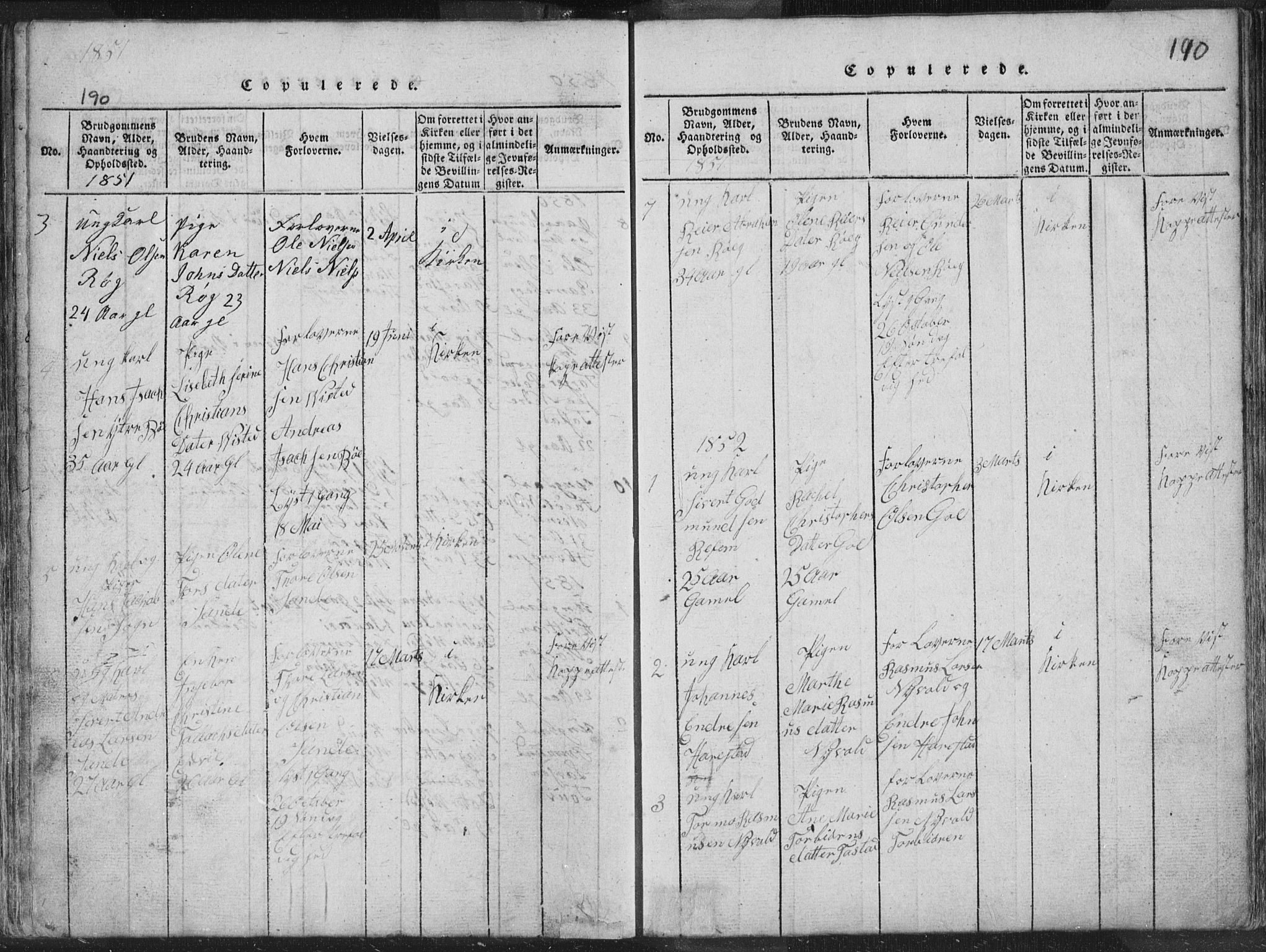 Hetland sokneprestkontor, AV/SAST-A-101826/30/30BA/L0001: Parish register (official) no. A 1, 1816-1856, p. 190