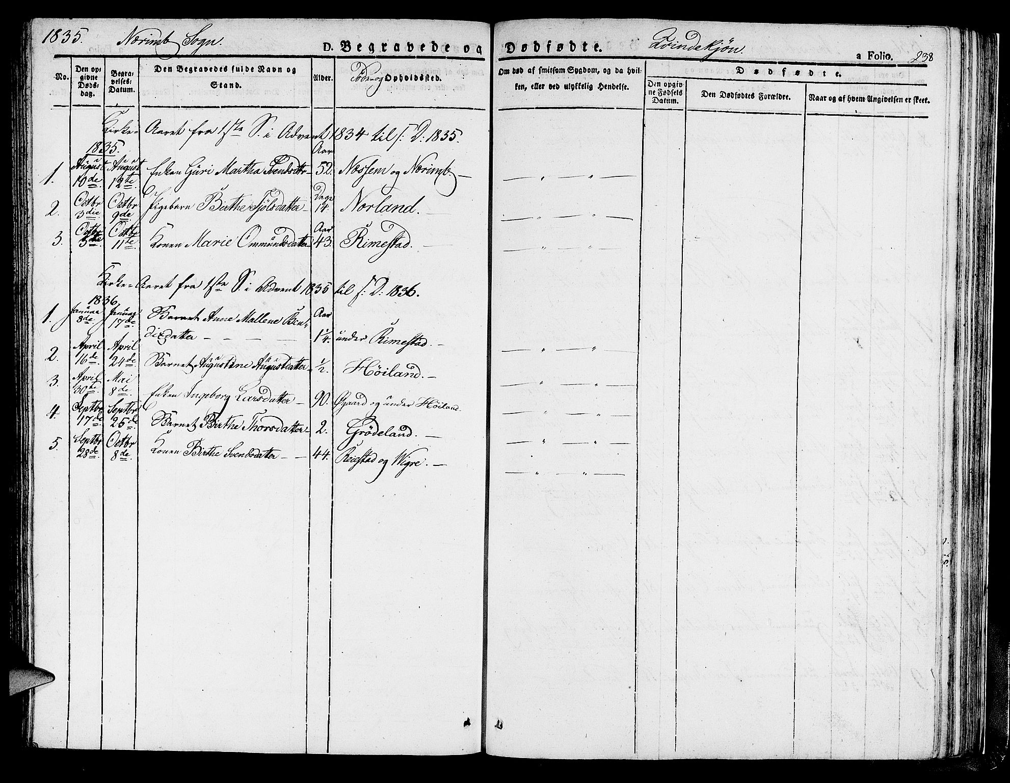 Hå sokneprestkontor, SAST/A-101801/001/30BA/L0004: Parish register (official) no. A 4.1 /1, 1826-1841, p. 238