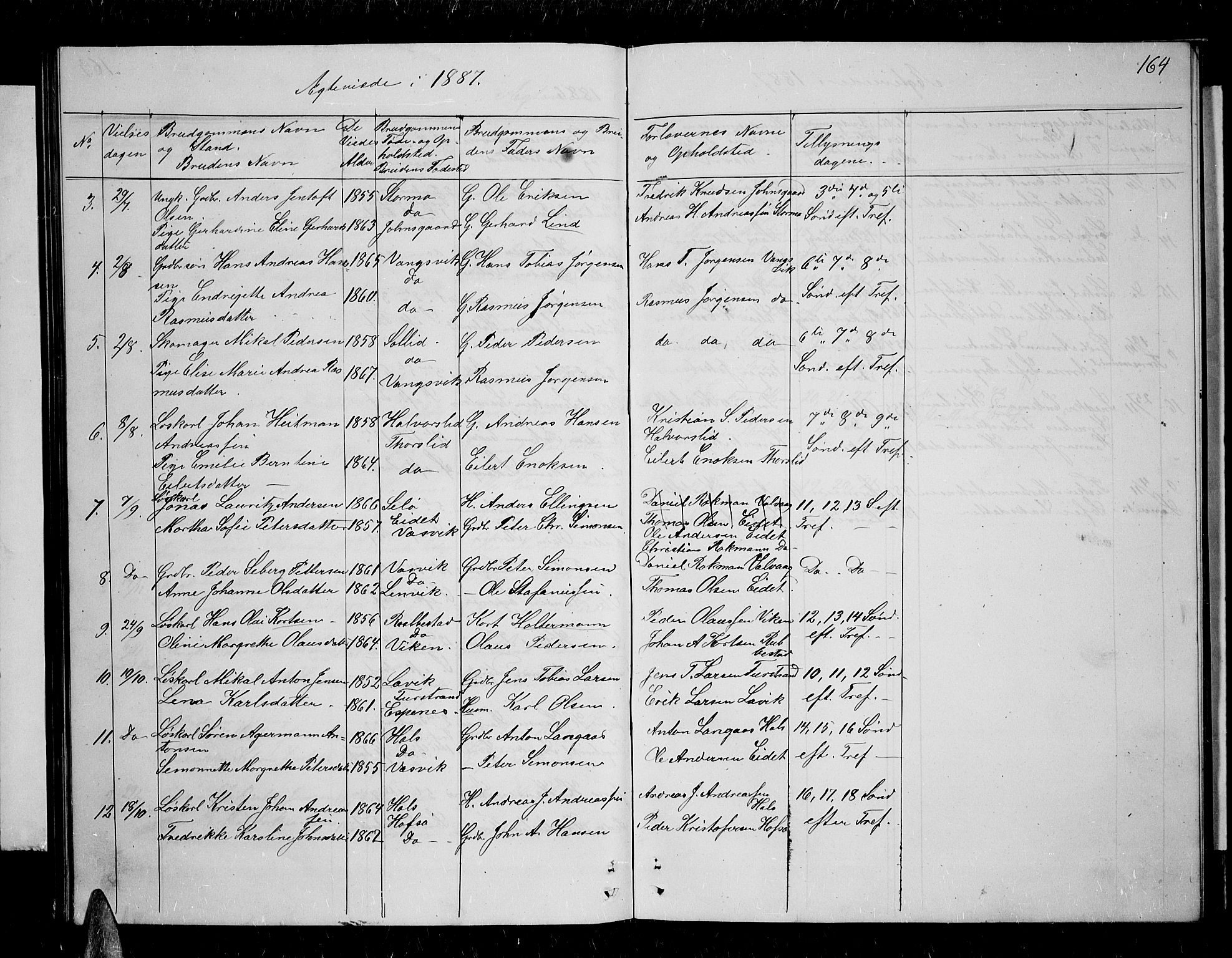 Tranøy sokneprestkontor, SATØ/S-1313/I/Ia/Iab/L0003klokker: Parish register (copy) no. 3, 1861-1887, p. 164
