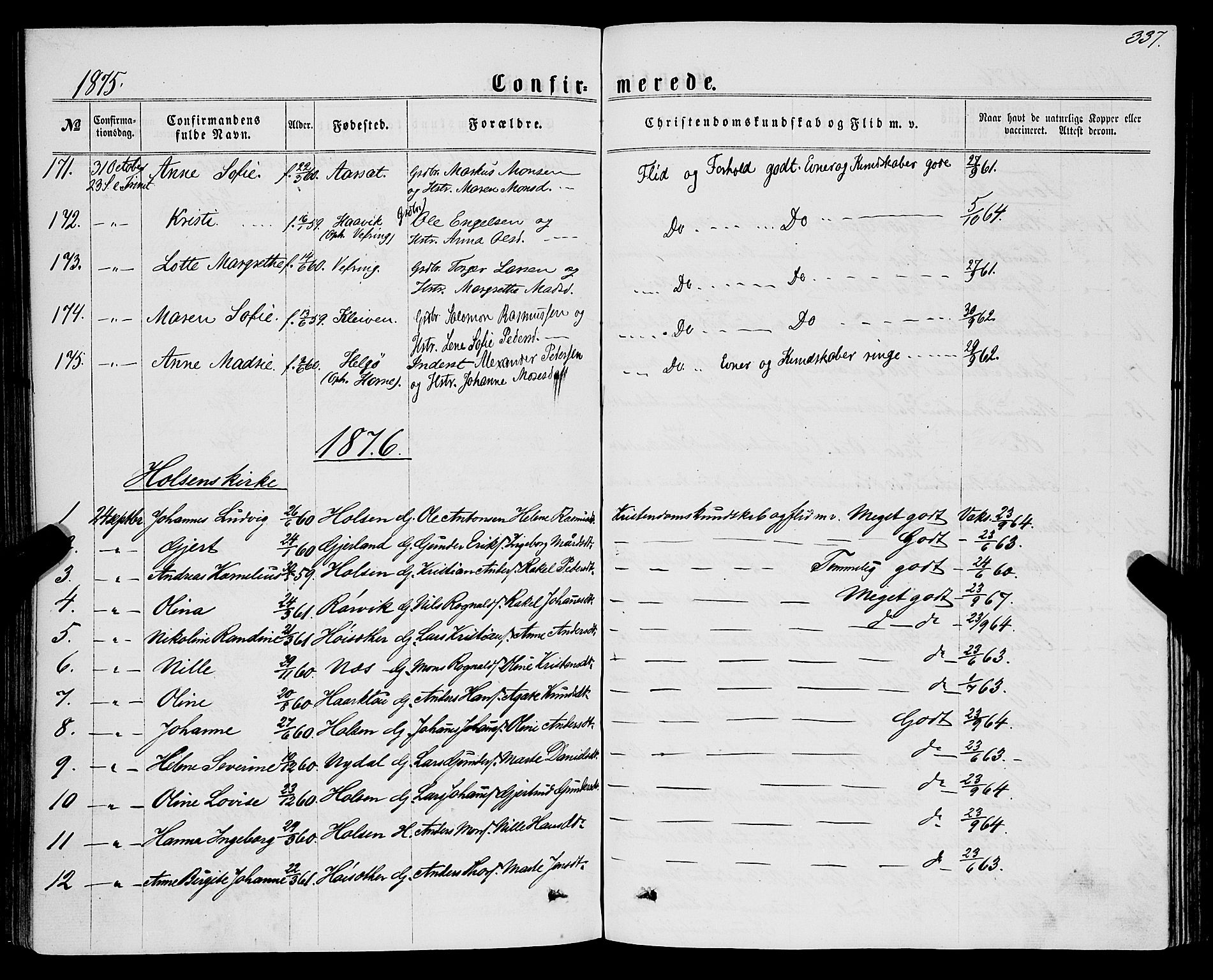 Førde sokneprestembete, SAB/A-79901/H/Haa/Haaa/L0009: Parish register (official) no. A 9, 1861-1877, p. 337